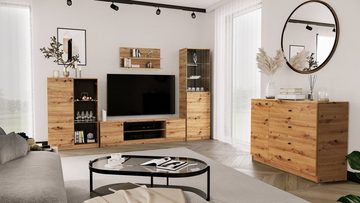 Beautysofa TV-Schrank groß Schrank mit offenen Regalen für den Fernseher B:160/H:48,5/T:40cm, eiche artisan