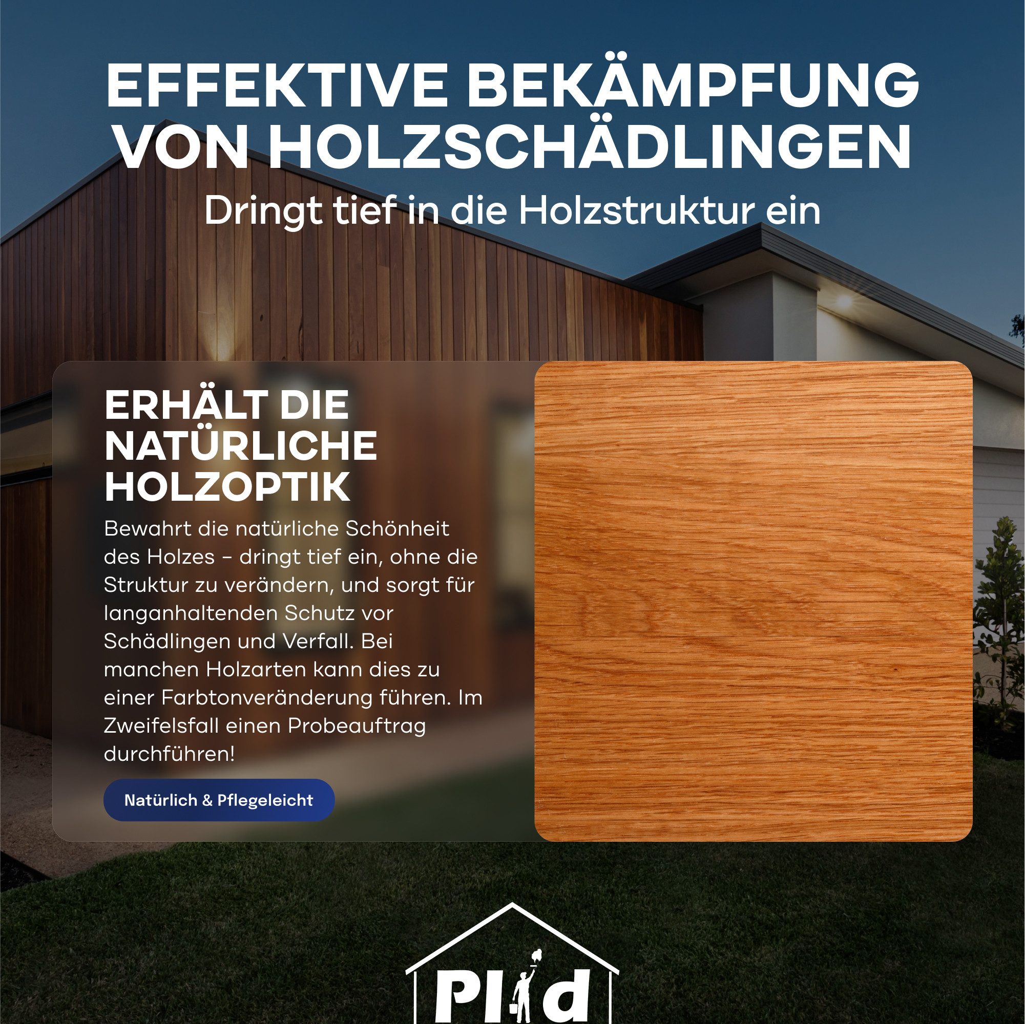 plid Holzschutzlasur Holzwurm-Schreck – Effektiver Holzschutz / Holzwürmer & Holzbohrkäfer, Schnelltrocknend – Bild 4 von 5