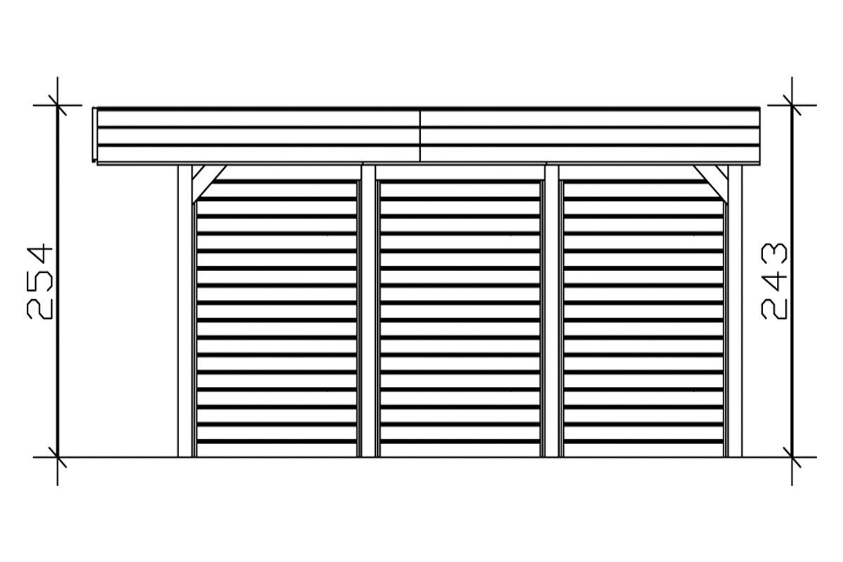 Skanholz Doppelcarport cm Friesland und Einfahrtshöhe, cm, (Set), mit Seiten- Rückwänden BxT: 210 557x555 3