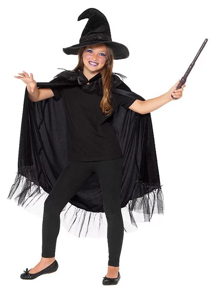 Smiffys Kostüm Schwarze Hexe für Karneval und Halloween, Basis-Set als Grundlage für Dein Hexenkostüm