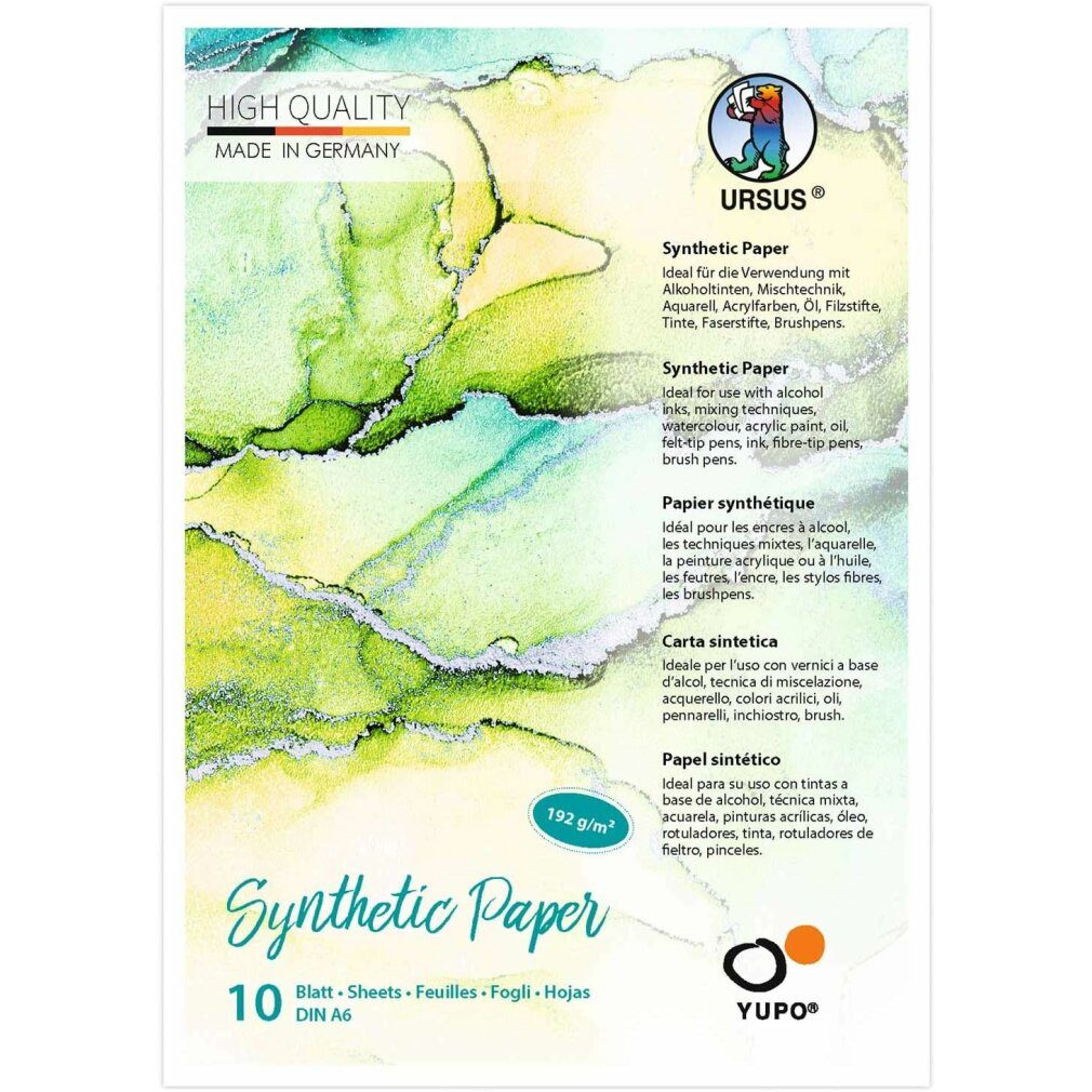 URSUS Zeichenpapier Synthetic Paper A6 10 Blatt 192g