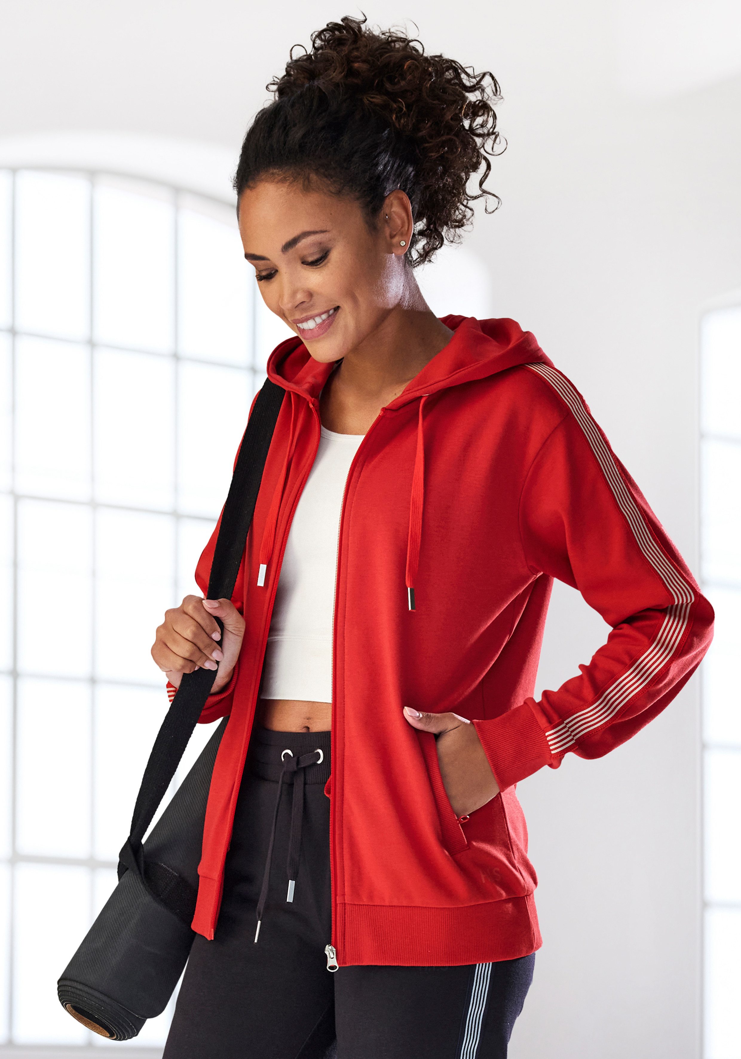 H.I.S Kapuzensweatjacke mit seitlichem Tapestreifen