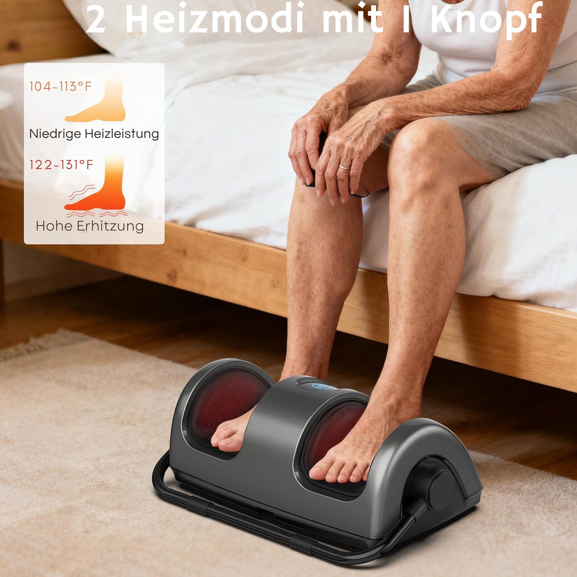 Vivitar Fußmassagegerät mit Wärmefunktion, 4 Massageprogrammen, 3 Geschwindigkeitsstufen, Knet- und Rollmassage, 96 Massagepunkten, 10 Massagerollen 1-tlg., 360 – Bild 4 von 5