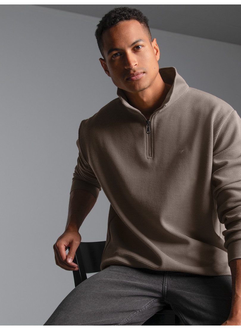 Trigema Sweatshirt TRIGEMA Troyer in Waffeloptik günstig online kaufen