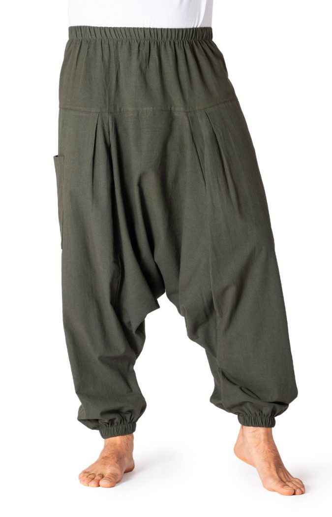 PANASIAM Pumphose Einfarbige Aladinhose aus 100% Baumwolle Pumphose für Damen & Herren bequeme Haremshose Goa Pluderhose Hippiehose lang für Yoga Meditation