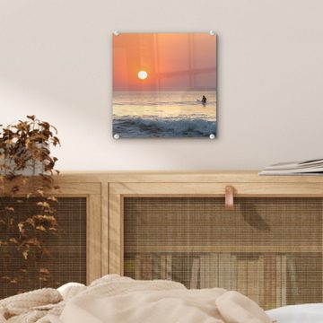 MuchoWow Acrylglasbild Meer - Surfen - Sonne, (1 St), Glasbilder - Bilder auf Glas Wandbild - Foto auf Glas - Wanddekoration