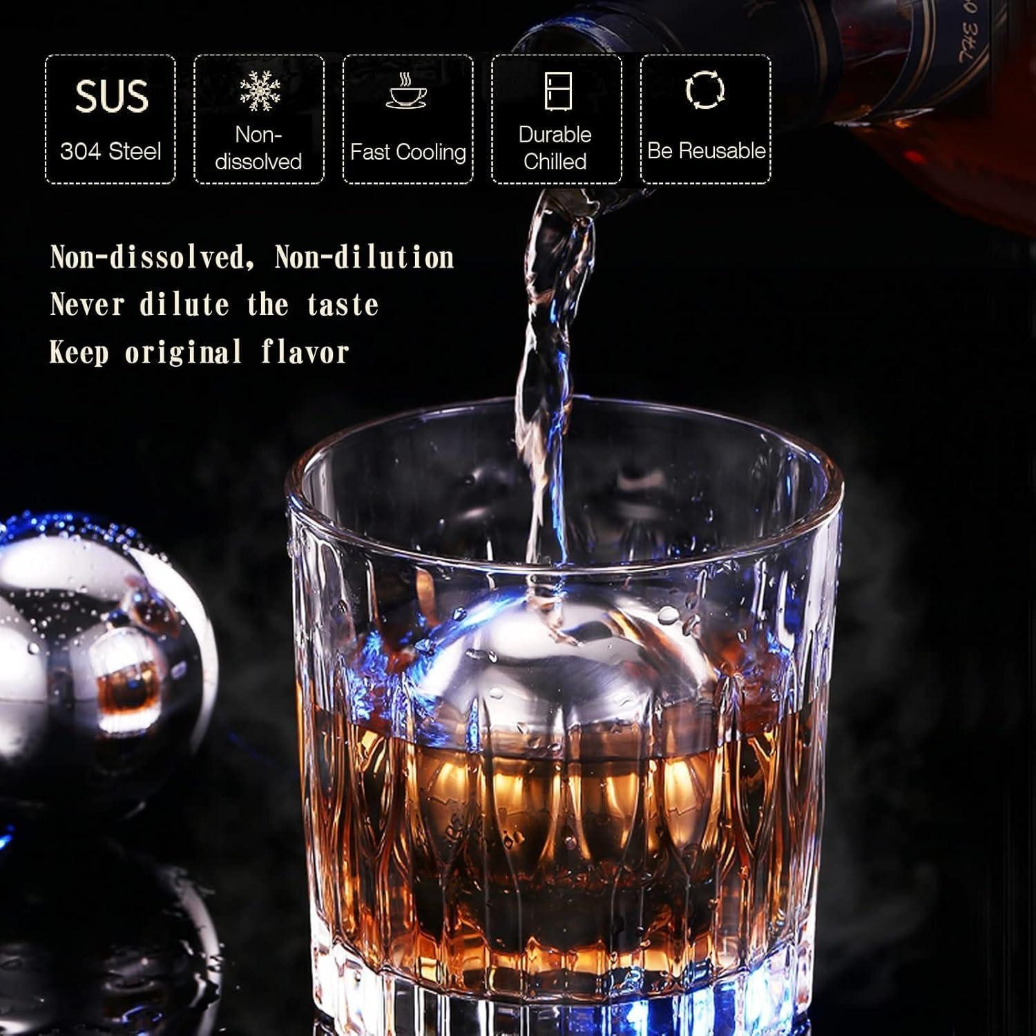 LuxusKollektion Eiswürfel-Steine Eiswürfel Kugel Edelstahl Whiskystein Whisky Wodka 2 Stück Eishockey