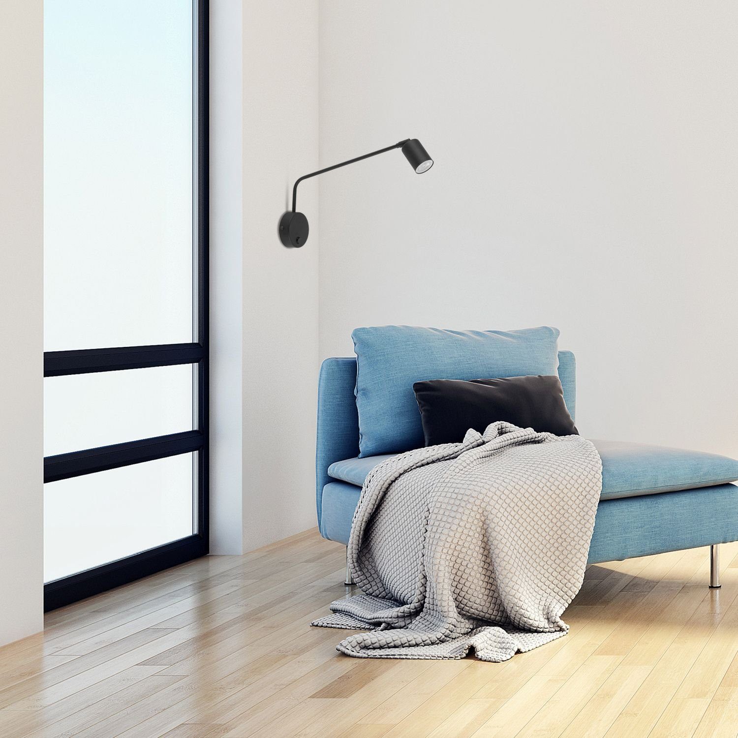 Licht-Erlebnisse Wandleuchte WILLEM, Wohnzimmer mit Leuchtmittel, verstellbar Schwarz GU10 Arbeitszimmer ohne Schalter Metall