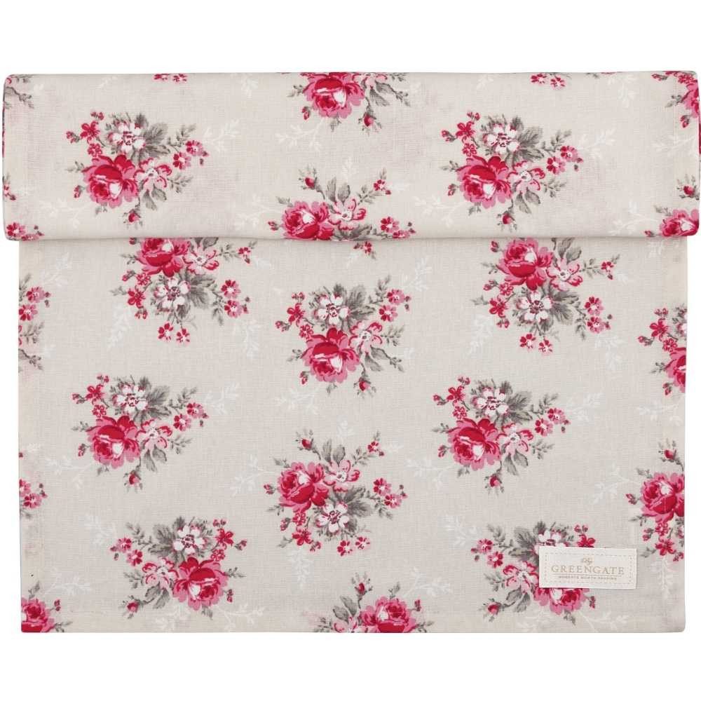 Greengate Tischläufer Greengate Tischläufer MARIE Beige mit Roten Blumen
