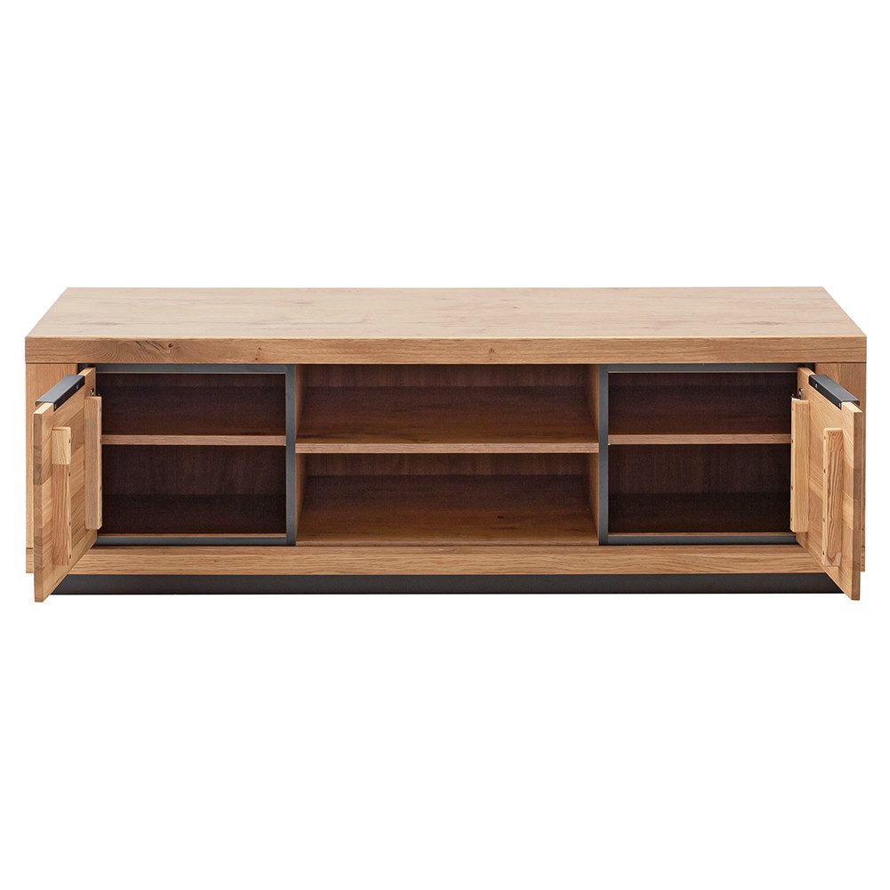 Lomadox Lowboard GIUSTINO-06, Eiche teilmassiv geölt, Massivholzfronten, 163cm breit