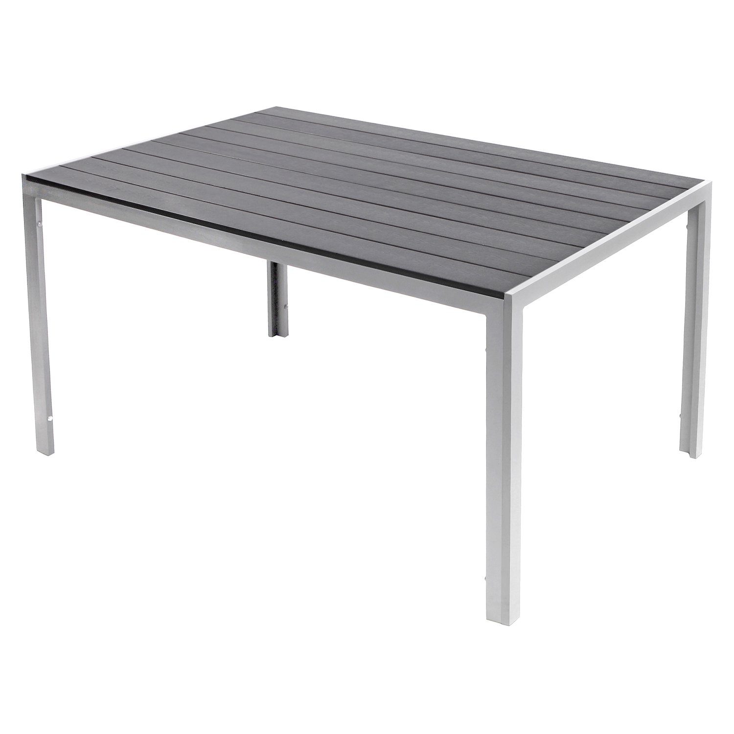Mojawo Küchentisch XL Non-Wood Gartentisch Outdoortisch Aluminium Silber / grau 180x90cm