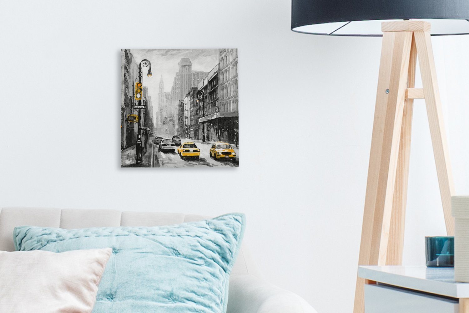 (1 Wohnzimmer - Schlafzimmer Leinwand - OneMillionCanvasses® Auto, Stadt Gemälde St), - Bilder für Gemälde Ölfarbe