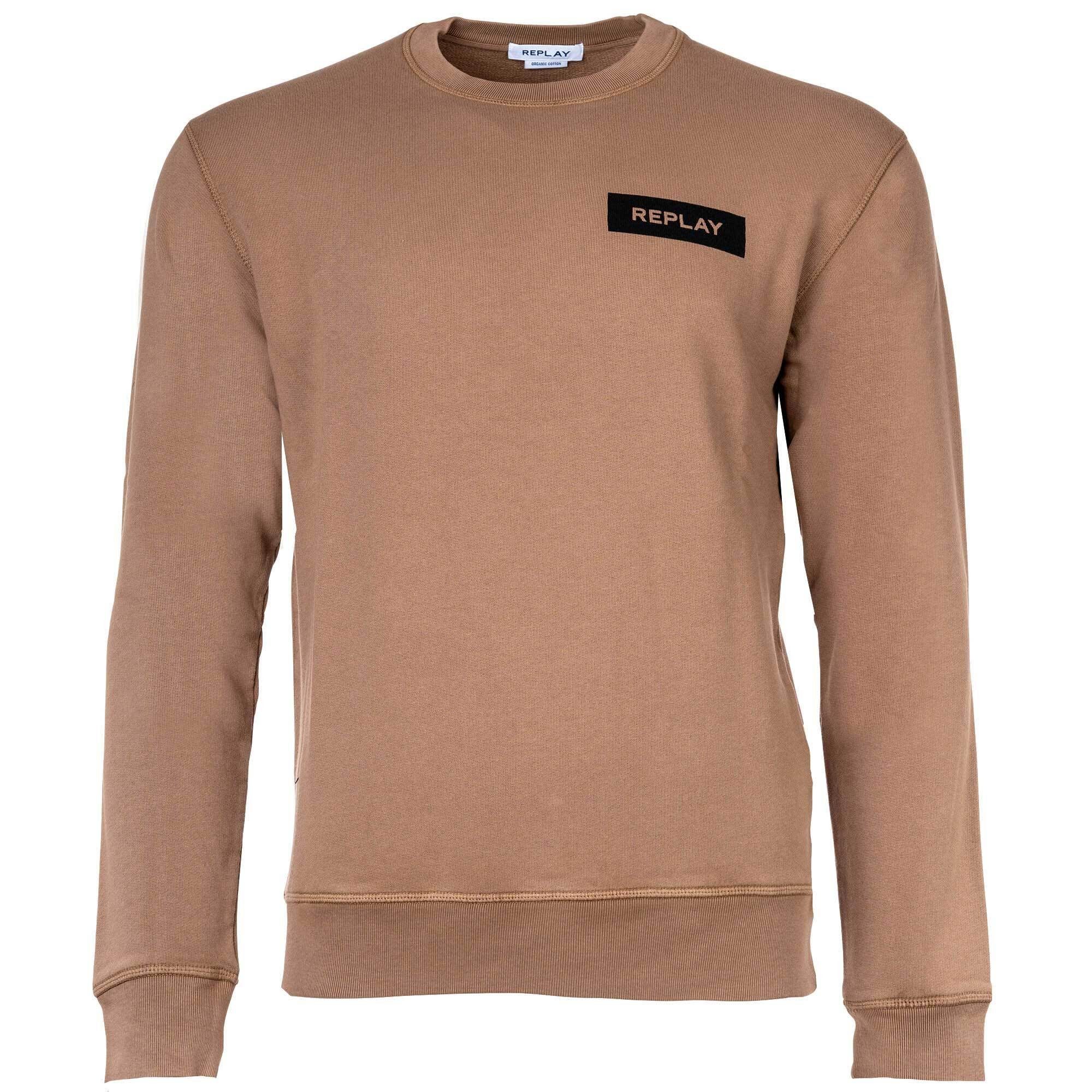 Organic Sweatshirt Hellbraun Sweater, Sweatshirt - Replay Rundhals, Herren