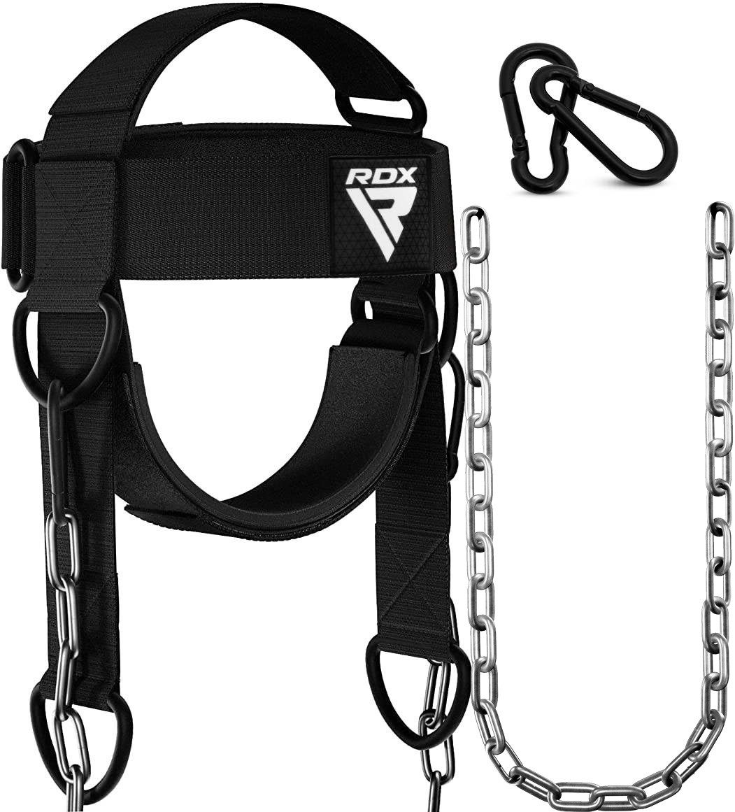 RDX Kopfprotektor RDX Head Trainer Herren Nackentrainer langer Stahlkette Karabinerhaken