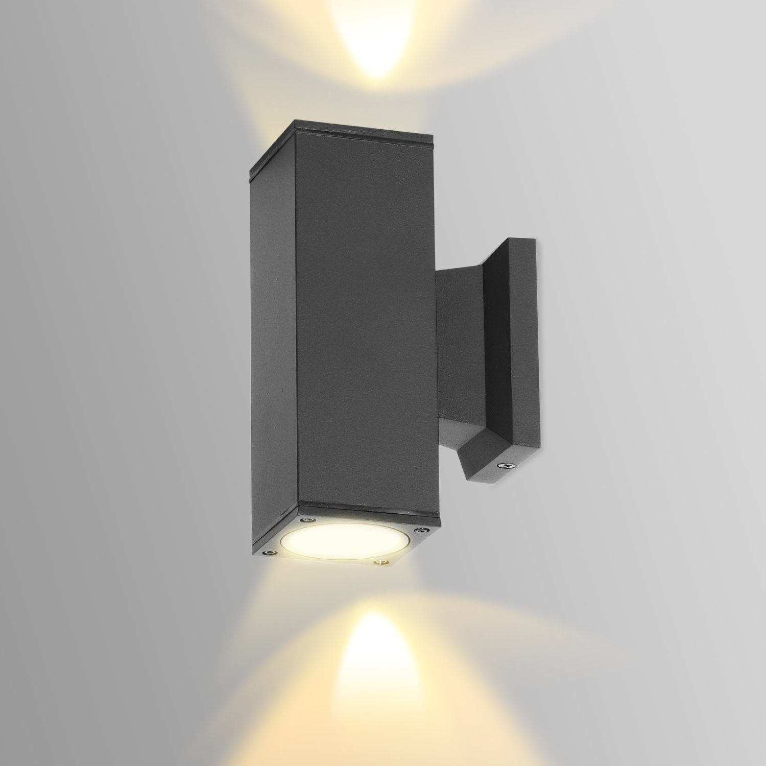 Aigostar LED Außen-Wandleuchte LED Fassadenleuchten Wandleuchte Eckig mit GU10, Fassadenleuchte in Schwarz 2 Flammig inkl. GU10 Leuchtmittel IP65 NW