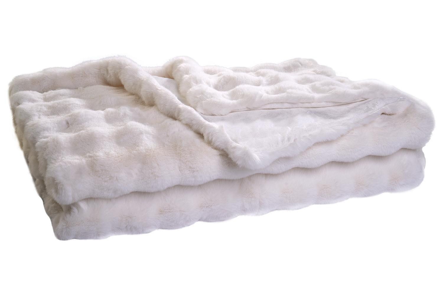 Wohndecke, 150 x 200 cm, Elfenbeinfarben, Polyester, Home4You, Waschbar bis 30 °C