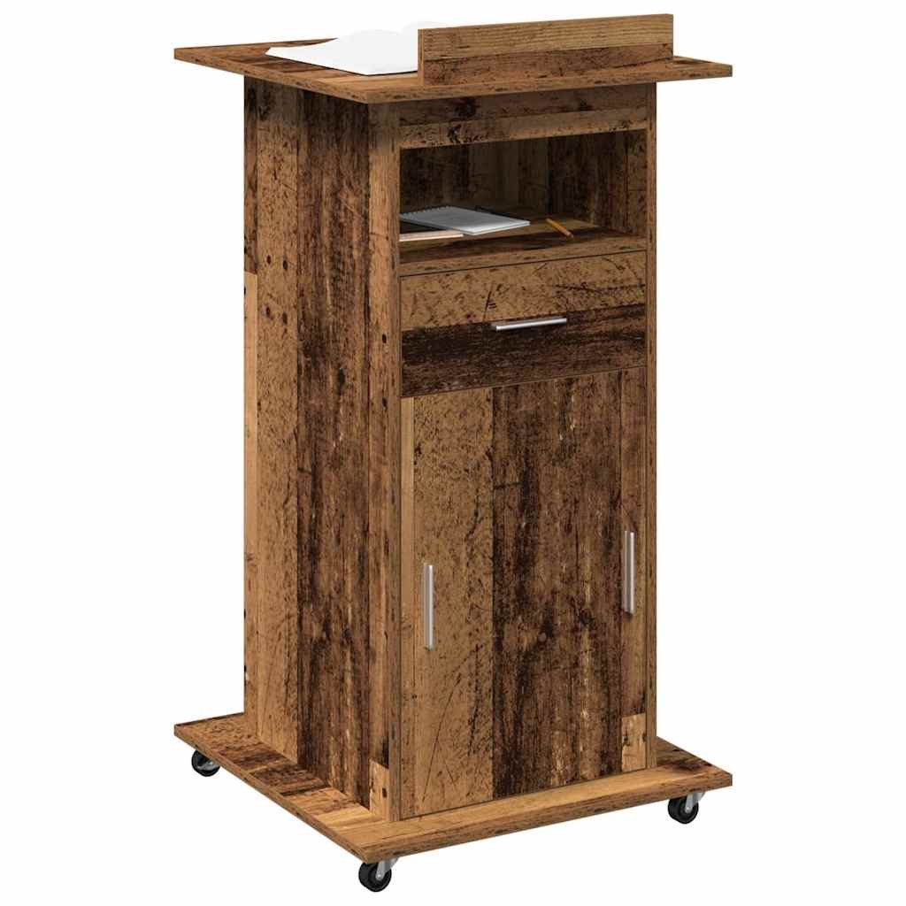 vidaXL Schreibtisch Podium Altholz Holzwerkstoff 55 x 55 x 107 cm (1-St)