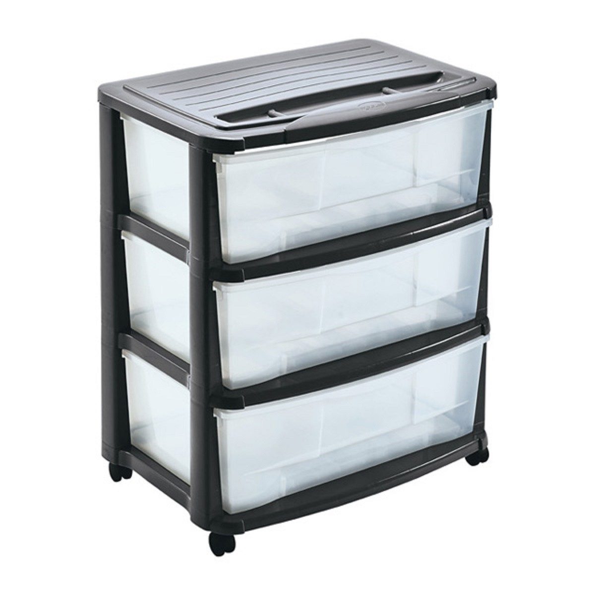 M home Rollcontainer Schubladenrollwagen PLS6220 Rollcontainer Schubladenschrank Kunststoff, (Spar-Set, 1 St., Rollwagen mit 3 Schubladen und 4 Lenkrollen), mit 3 Schubkästen / 4 Rollen / Griffe