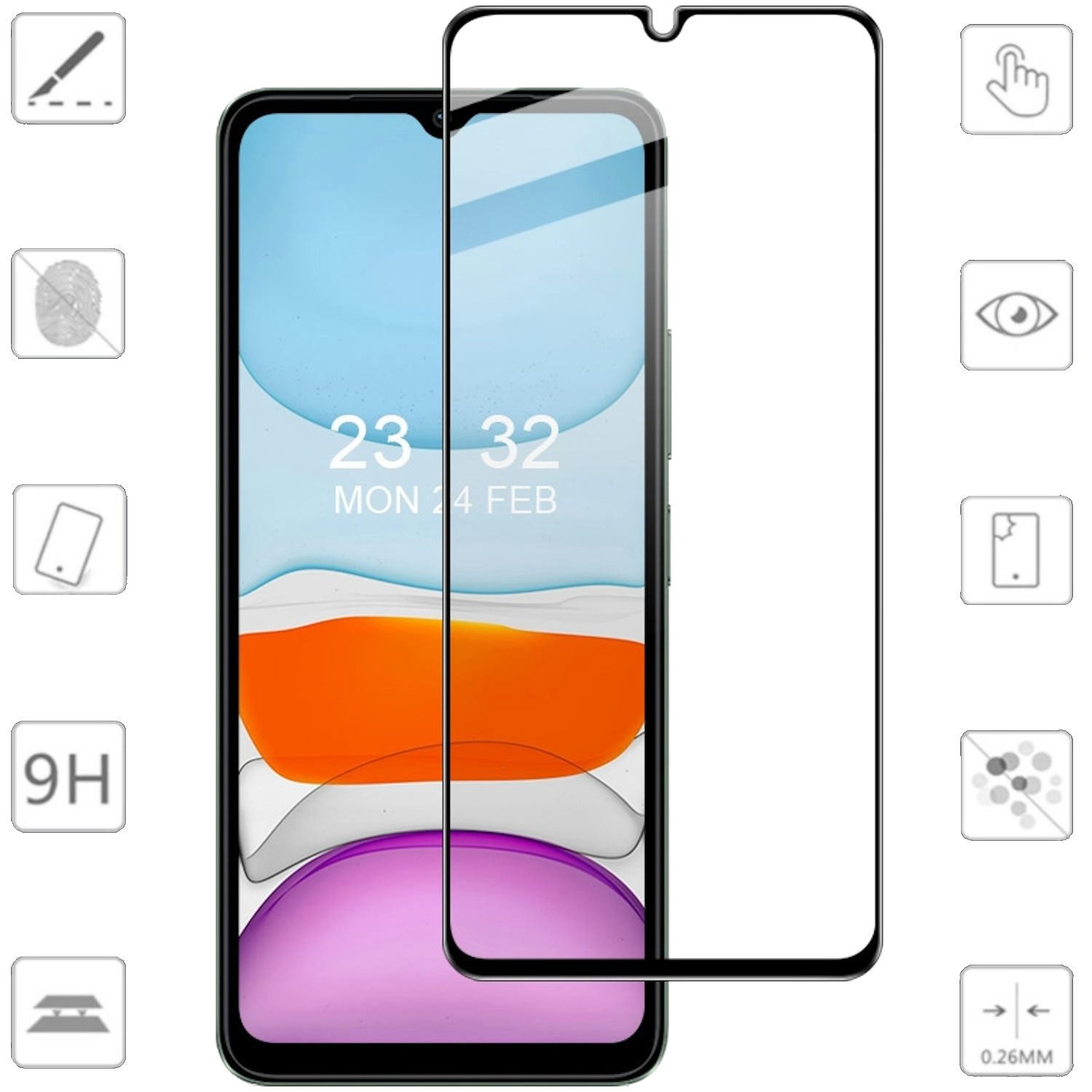 Handyhülle Für Xiaomi Redmi A3 1x 3D Premium 0,3 mm Display H9 Schutz Hart Glas