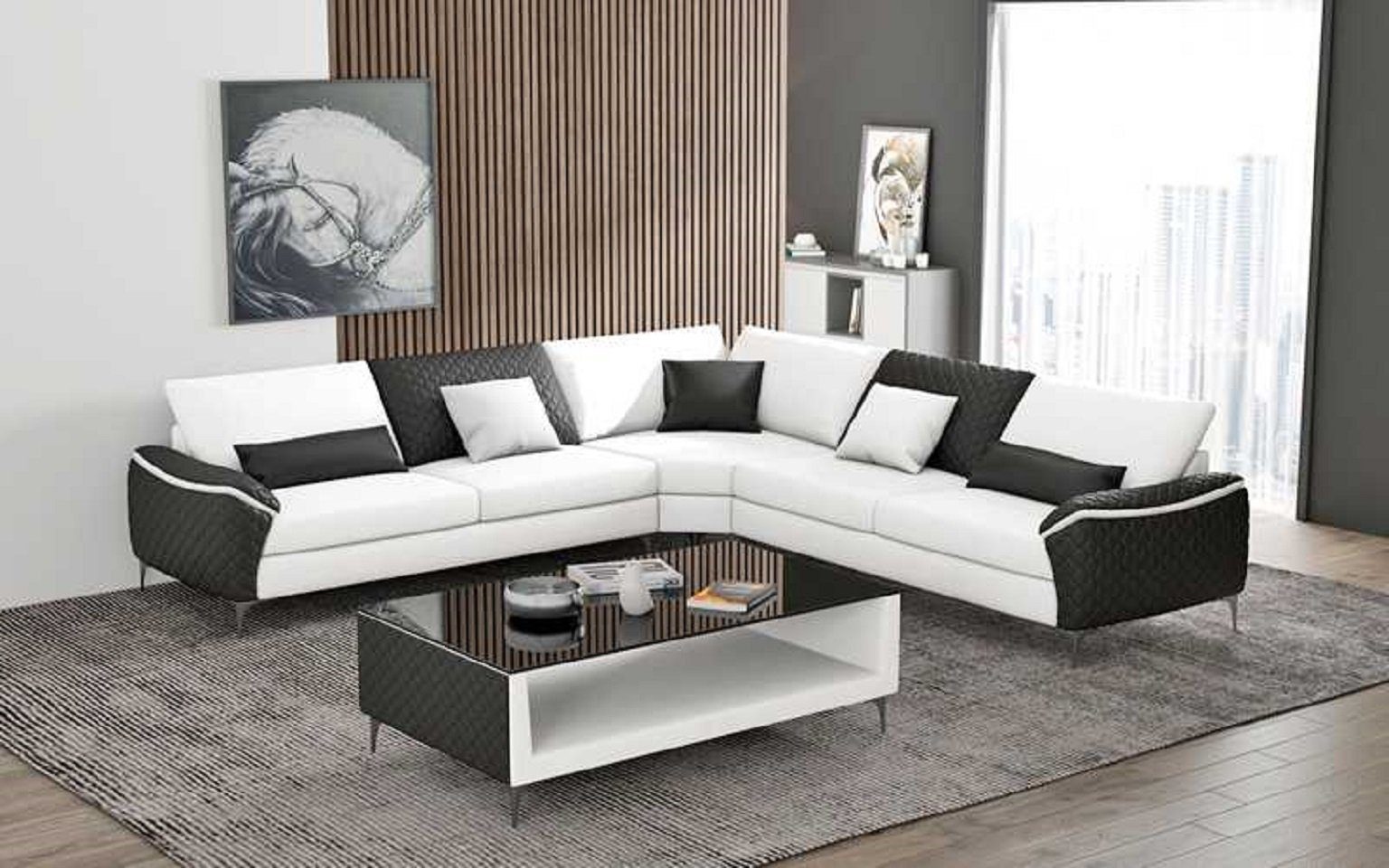 JVmoebel Ecksofa Luxus Eckgarnitur Ecksofa L Form Design Couch Sofa Luxus, 3 Teile, Made in Europe Weiß