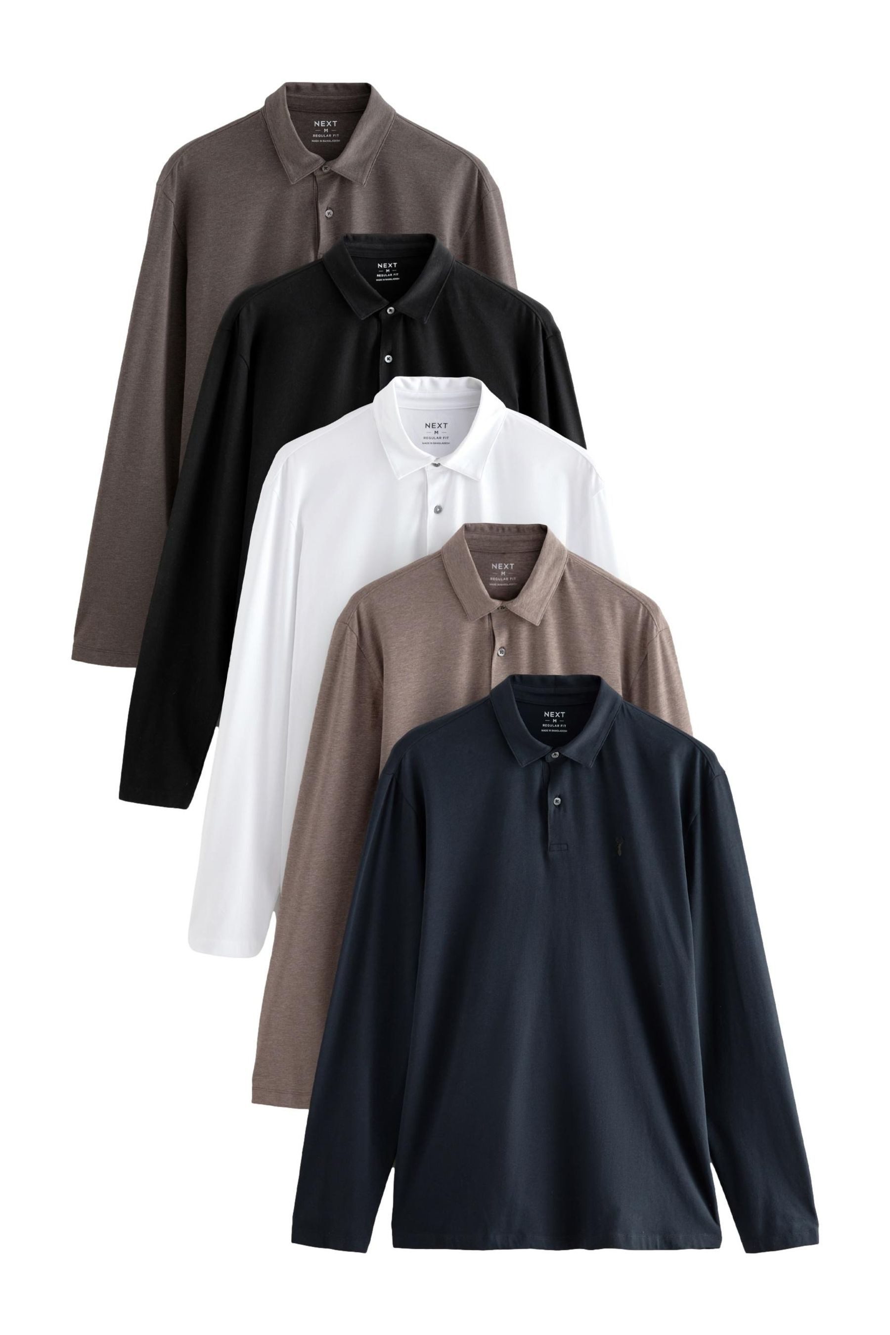 Next Langarm-Poloshirt 5er-Pack Langarm-Poloshirts aus Jersey günstig online kaufen