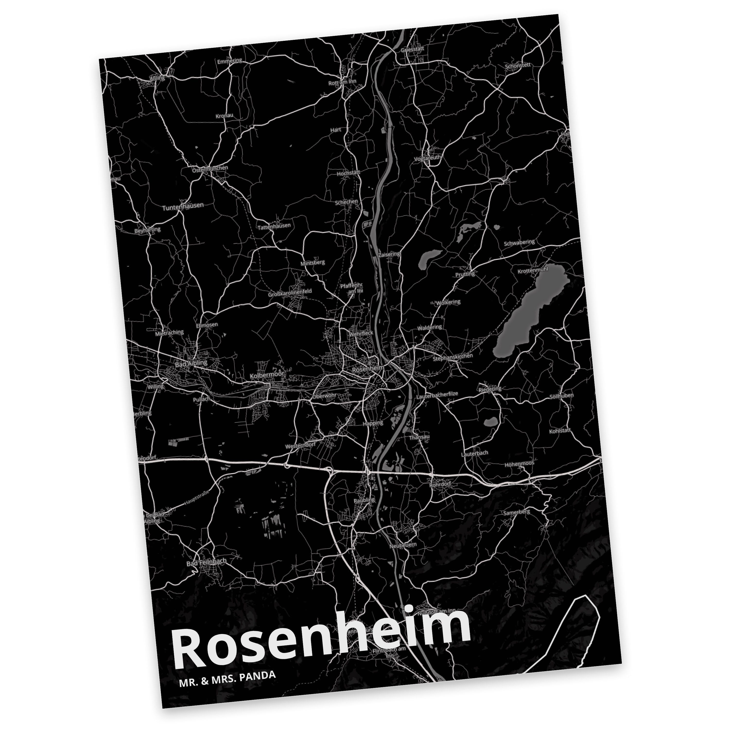 Mr. & Mrs. Panda Postkarte Rosenheim - Geschenk, Stadt Dorf Karte Landkarte Map Stadtplan, Karte