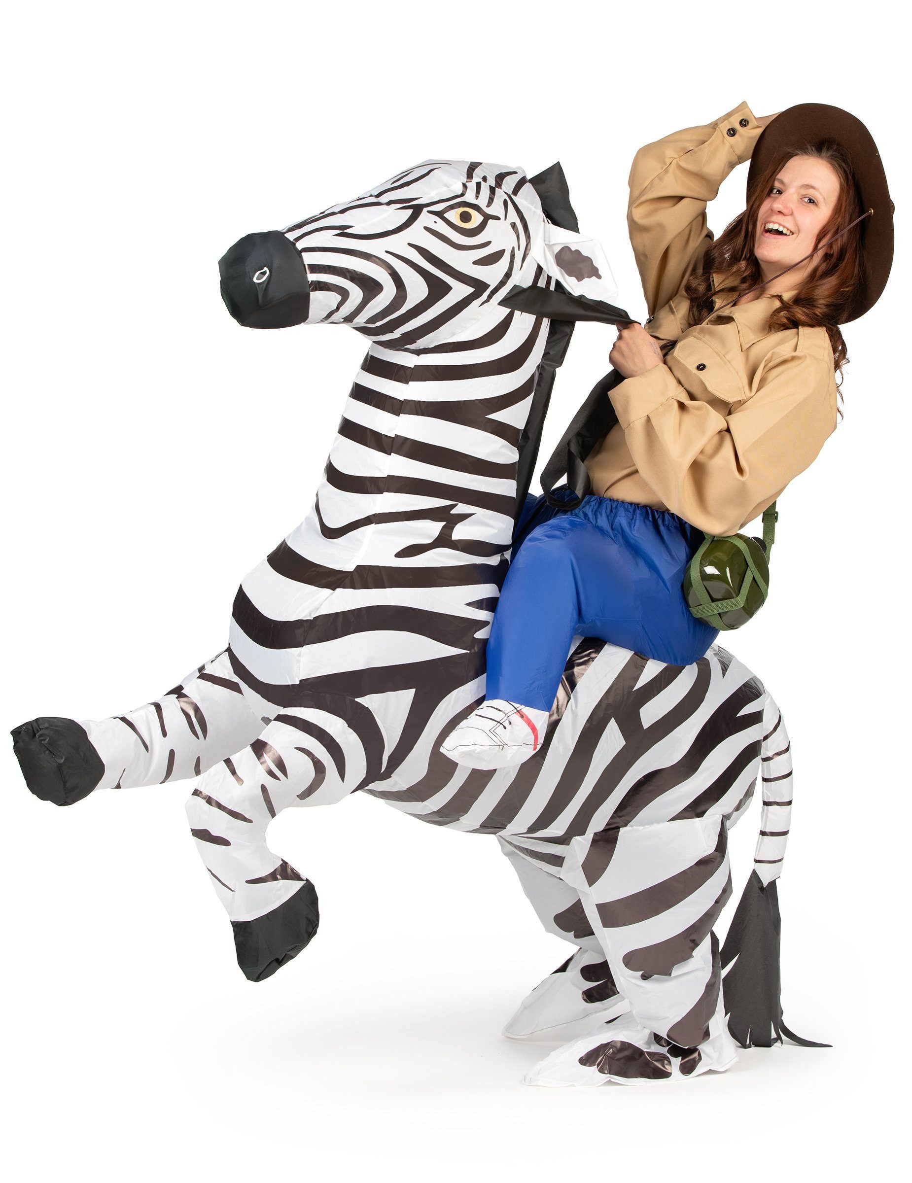 Kostüm Aufblasbares Zebra Huckepack Kostüm weiss-schwarz