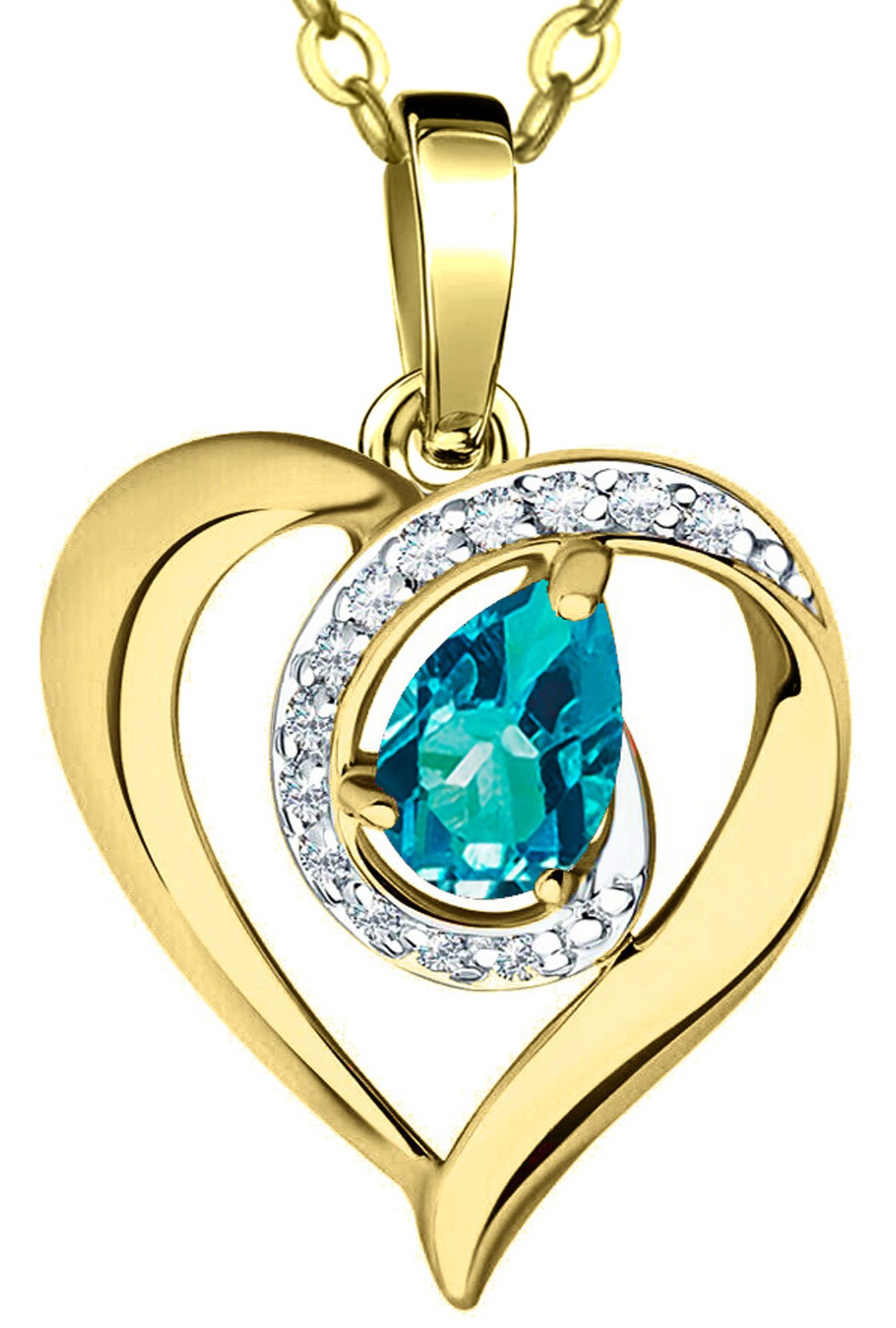 Limana Herzkette echter Opal blau 925 Silber Goldkette vergoldet Damenkette 45-50cm (mit Geschenkdose und Tasche Frauenkette Kette Herz Anhänger Edelstein), Liebesgeschenk Liebe Geschenk für Sie Frauen Damen Freundin Mutter Oma