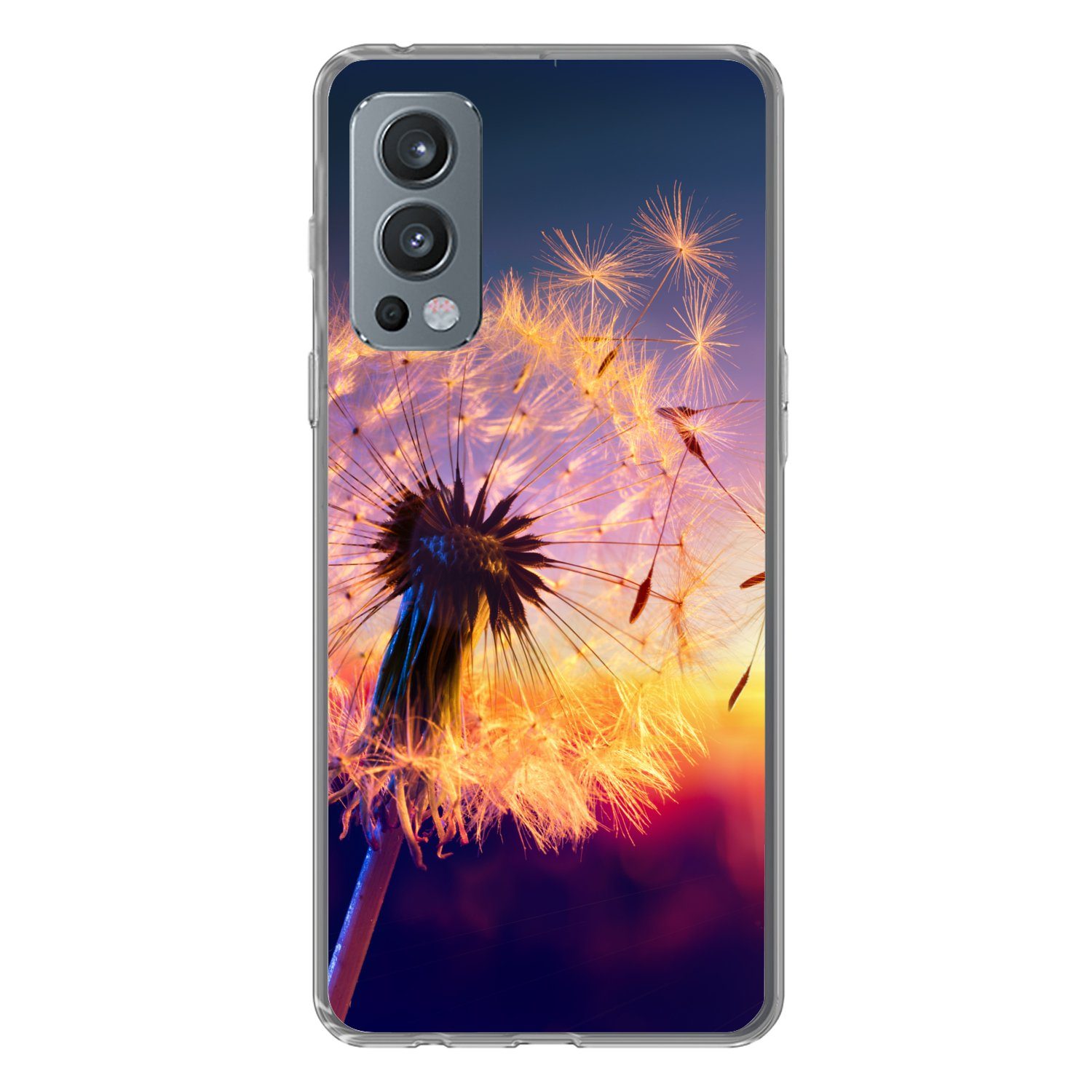 MuchoWow Handyhülle für OnePlus Nord 2 5G Löwenzahn - Blumen - Sonnenuntergang - Horizont, Phone Case, Silikon, Schutzhülle Dünn
