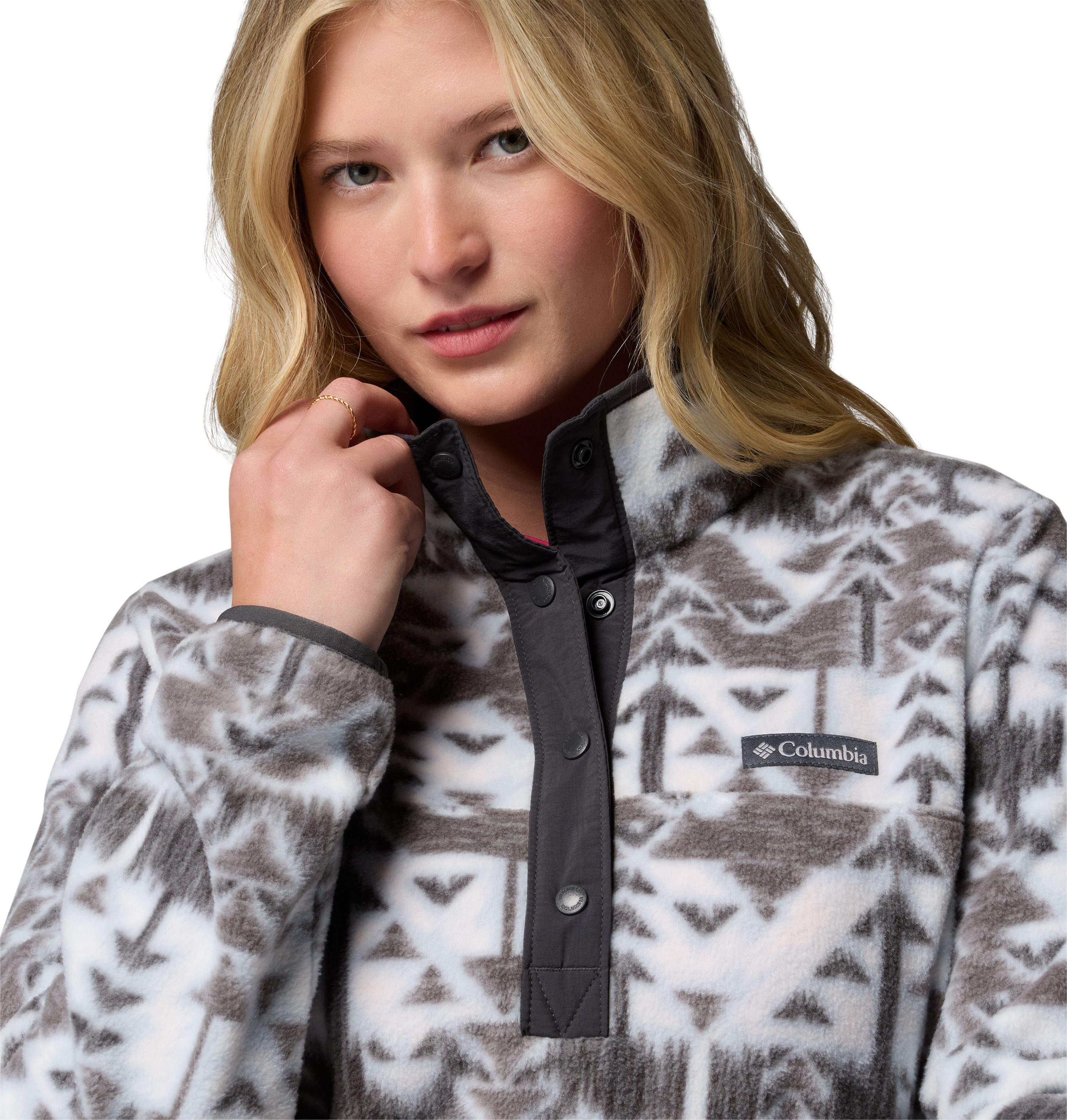 Columbia Fleecepullover Benton Springs Printed 1/2 Snap mit Halber Druckknopfverschluss, Langarm-Design, aus Nylon