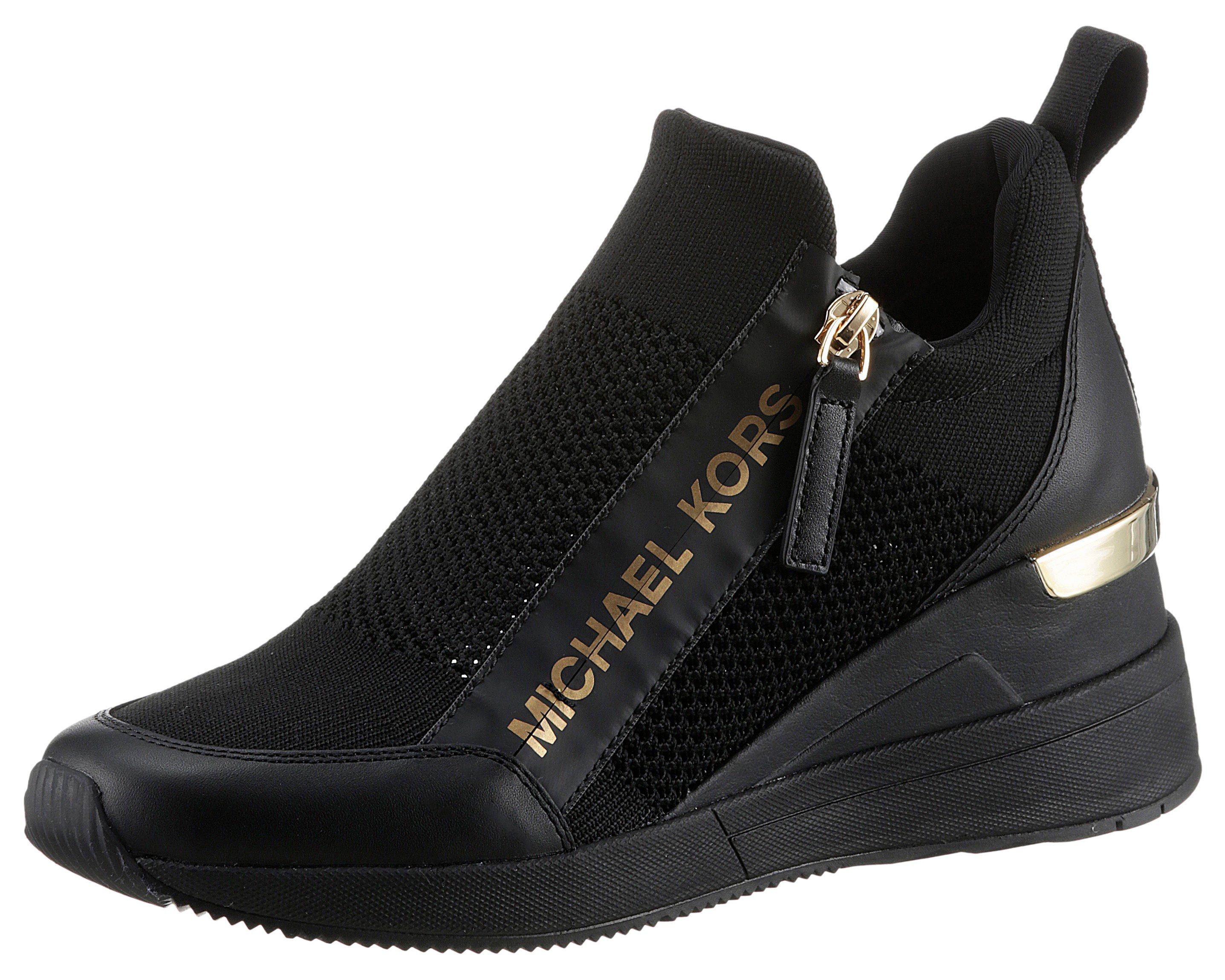 MICHAEL KORS WILLIS WEDGE TRAINER Slip-On Sneaker mit seitlichem  Reißverschluss und Metallic-Details
