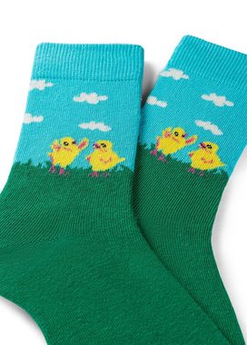 Happy Socks Basicsocken 3-Pack Kids Eastern Chicken-Bunny-Bouquet gekämmte Baumwolle