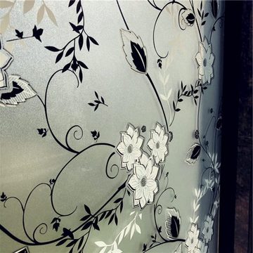 Fensterfolie Blickdicht Selbsthaftend Motiv Blume Sichtschutz 45x200CM, Caterize, halbtransparent
