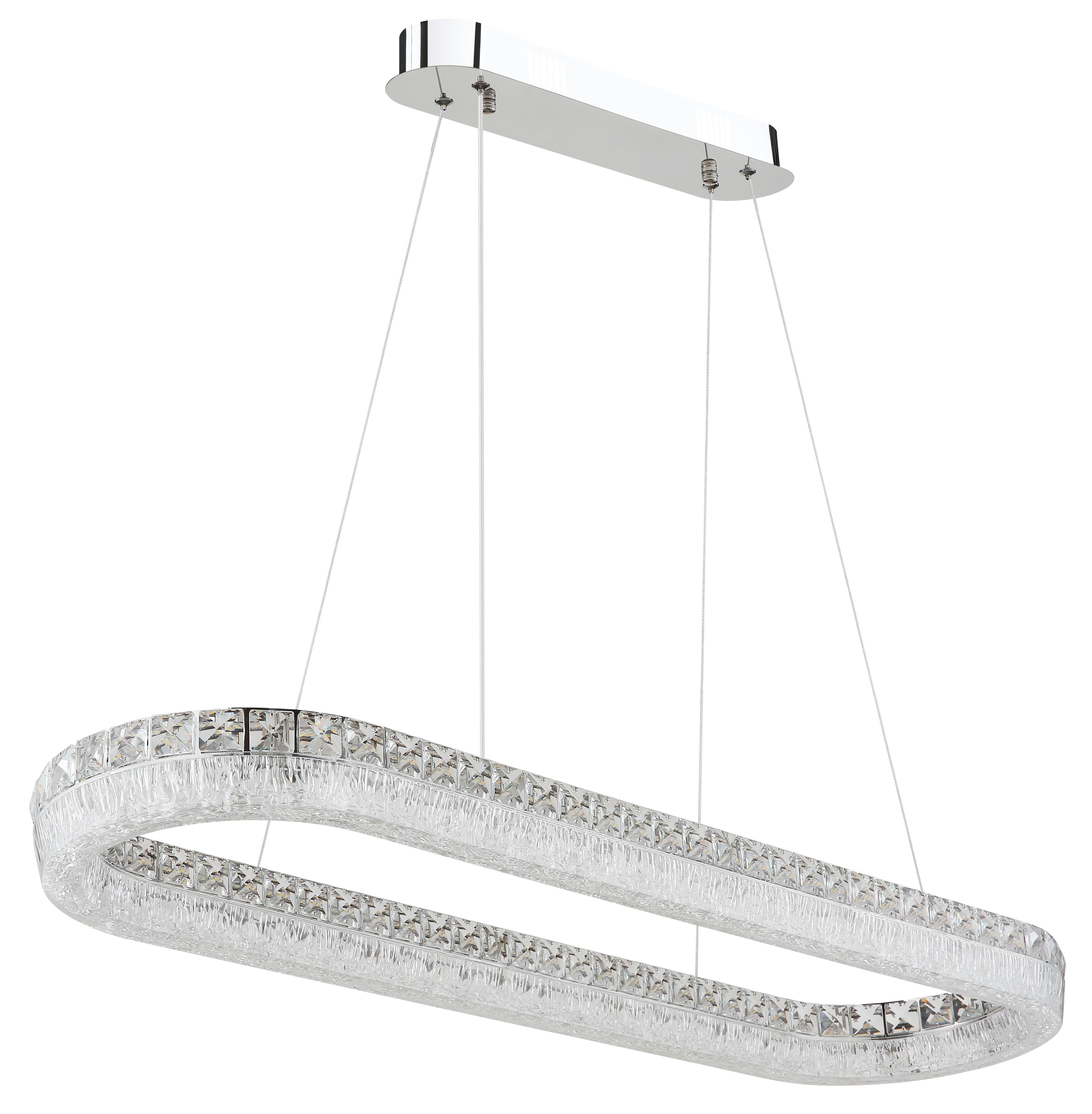 GLOBO LIGHTING Hängeleuchte LAUREL, LED fest integriert, Verchromte Hängeleuchte mit Acryl und Glaskristallen, dimmbar