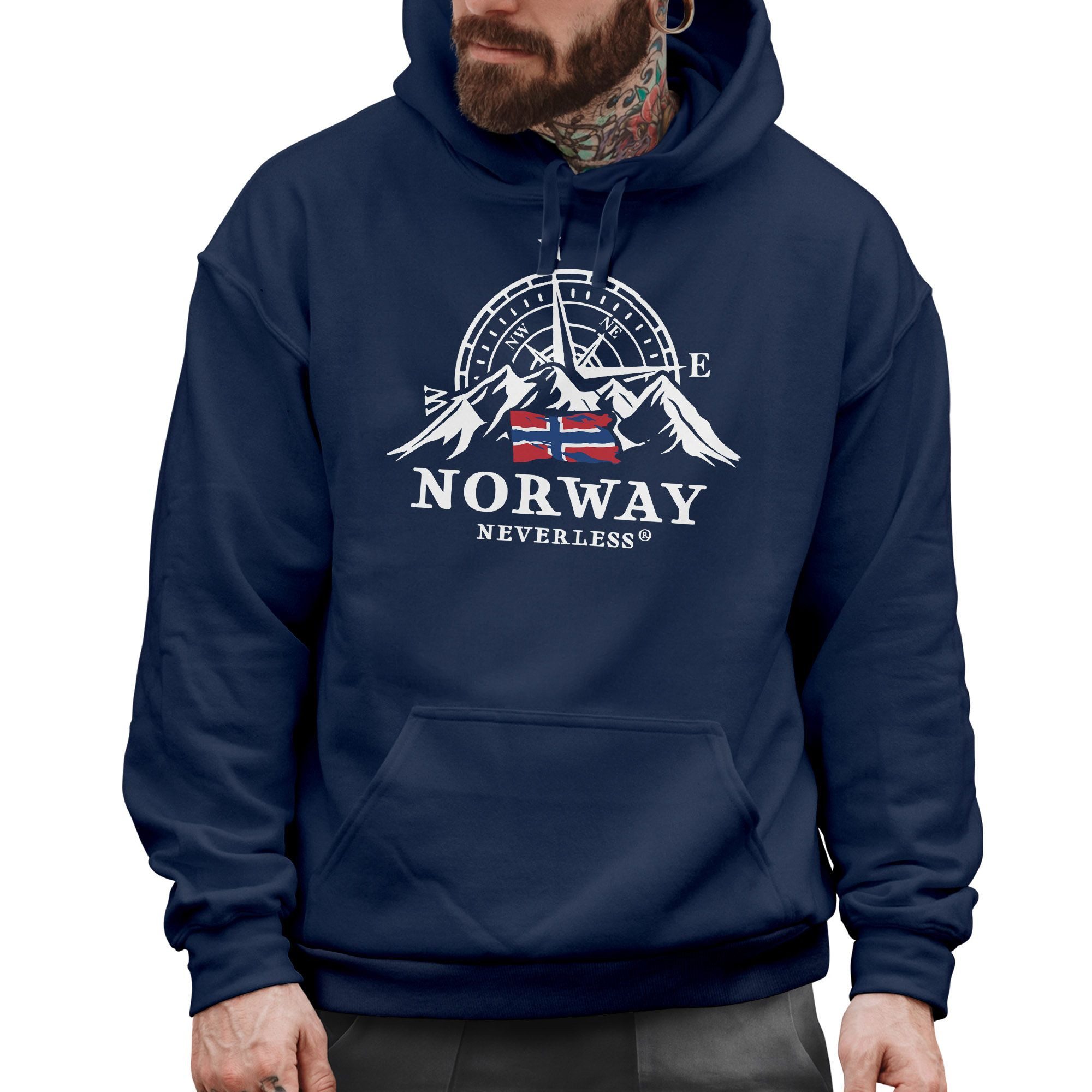 Neverless Hoodie Hoodie Herren Norwegen Flagge Skandinavien Nordisch Kompas günstig online kaufen