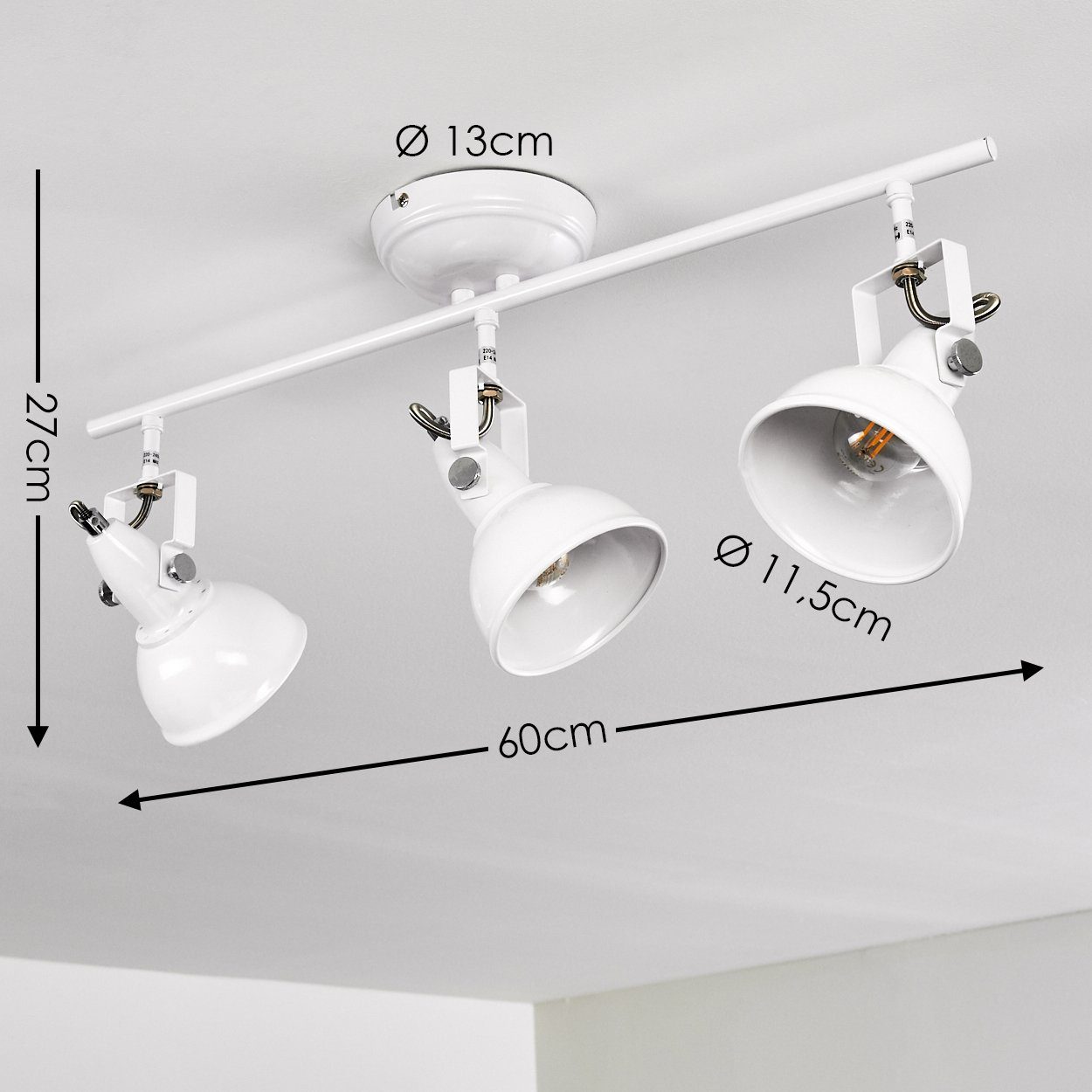 Deckenlampe »Arazane« verstellbaren Weiß, hofstein Strahlern, im mit Design aus Retro/Vintage Spot Metall Deckenleuchte Leuchtmittel, 3xE14, ohne in