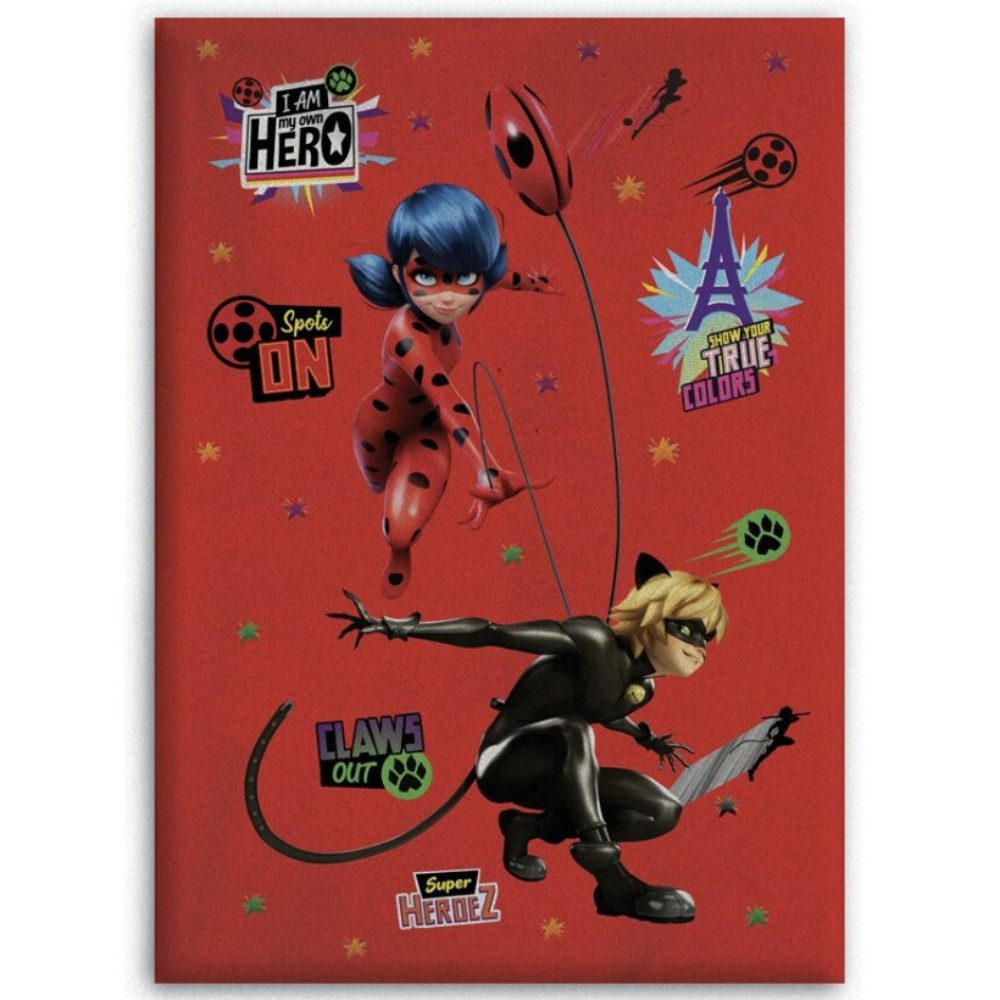 Wohndecke Miraculous Ladybug Cat Noir Kinder Fleecedecke 100x140 cm, AY!Max