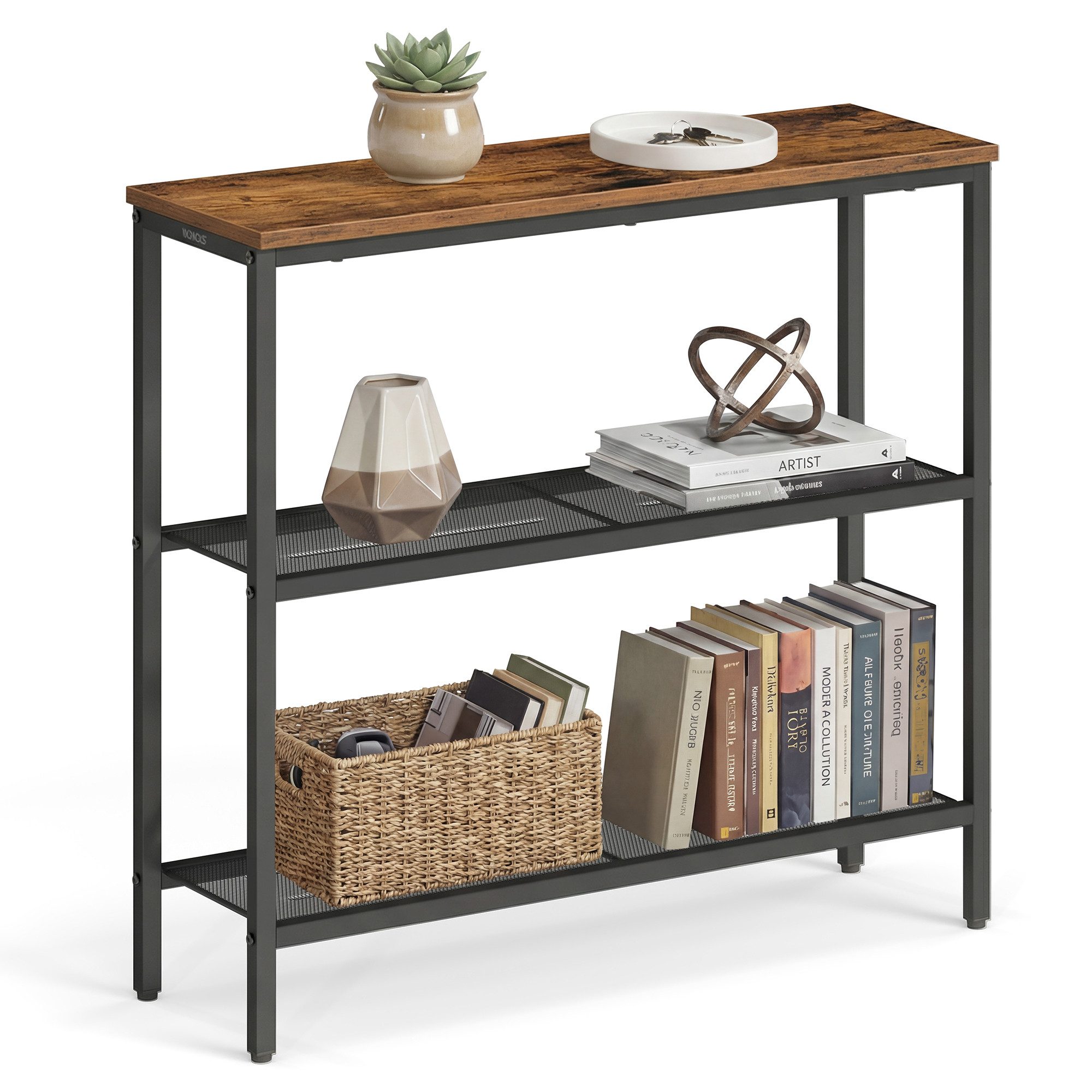 VASAGLE Konsolentisch Flurtisch, einteilige Tischplatte, einfache Montage,schmaler Sofatisch, für Flur, Schlafzimmer, Wohnzimmer, 20/24 x 80 x 81,2 cm