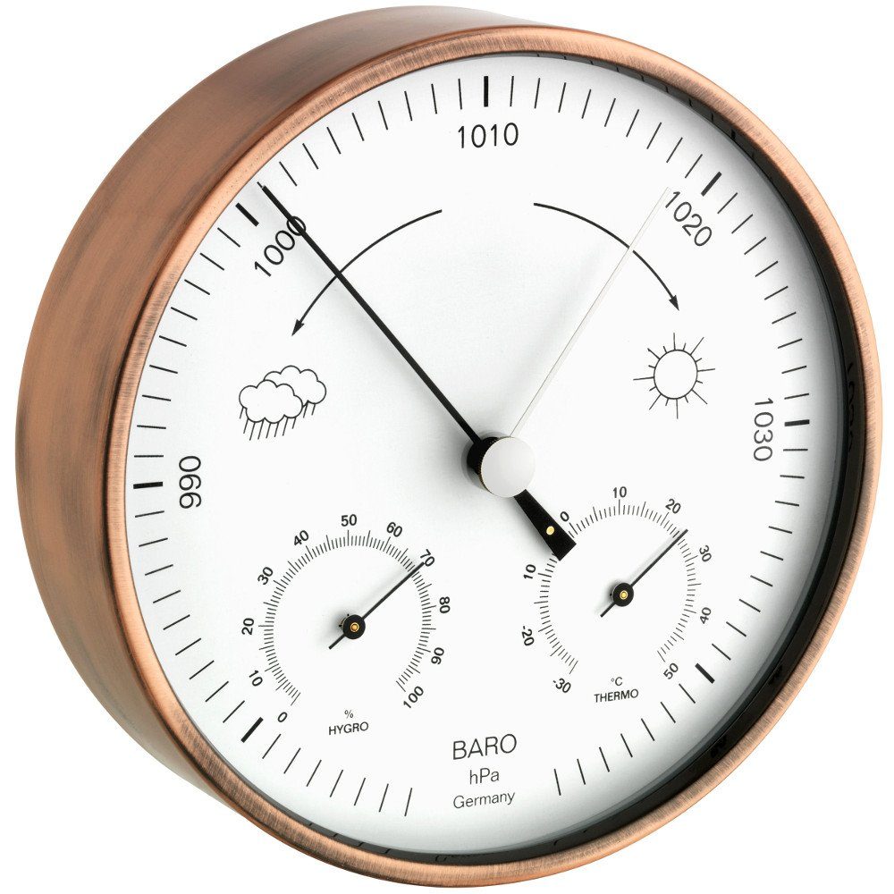 TFA Dostmann Innen-Außen Kupfer TFA 20.2027.51 Barometer Thermometer Hygrometer Wetterstation