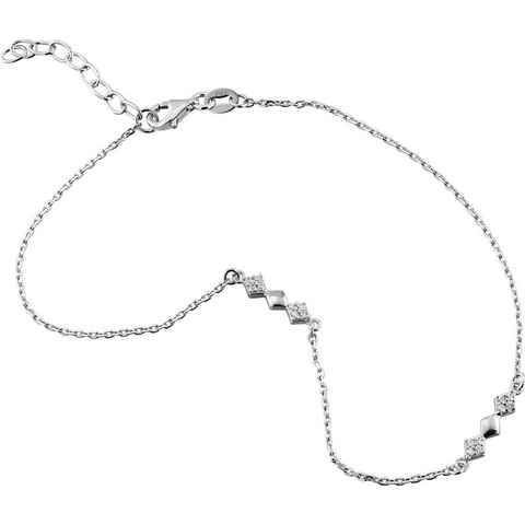 SilberDream Fußkette mit Anhänger SilberDream Raute Fußkette Damen silber (Fußkette), Damen Fußkette Raute aus 925 Sterling Silber, Farbe: silber, weiß
