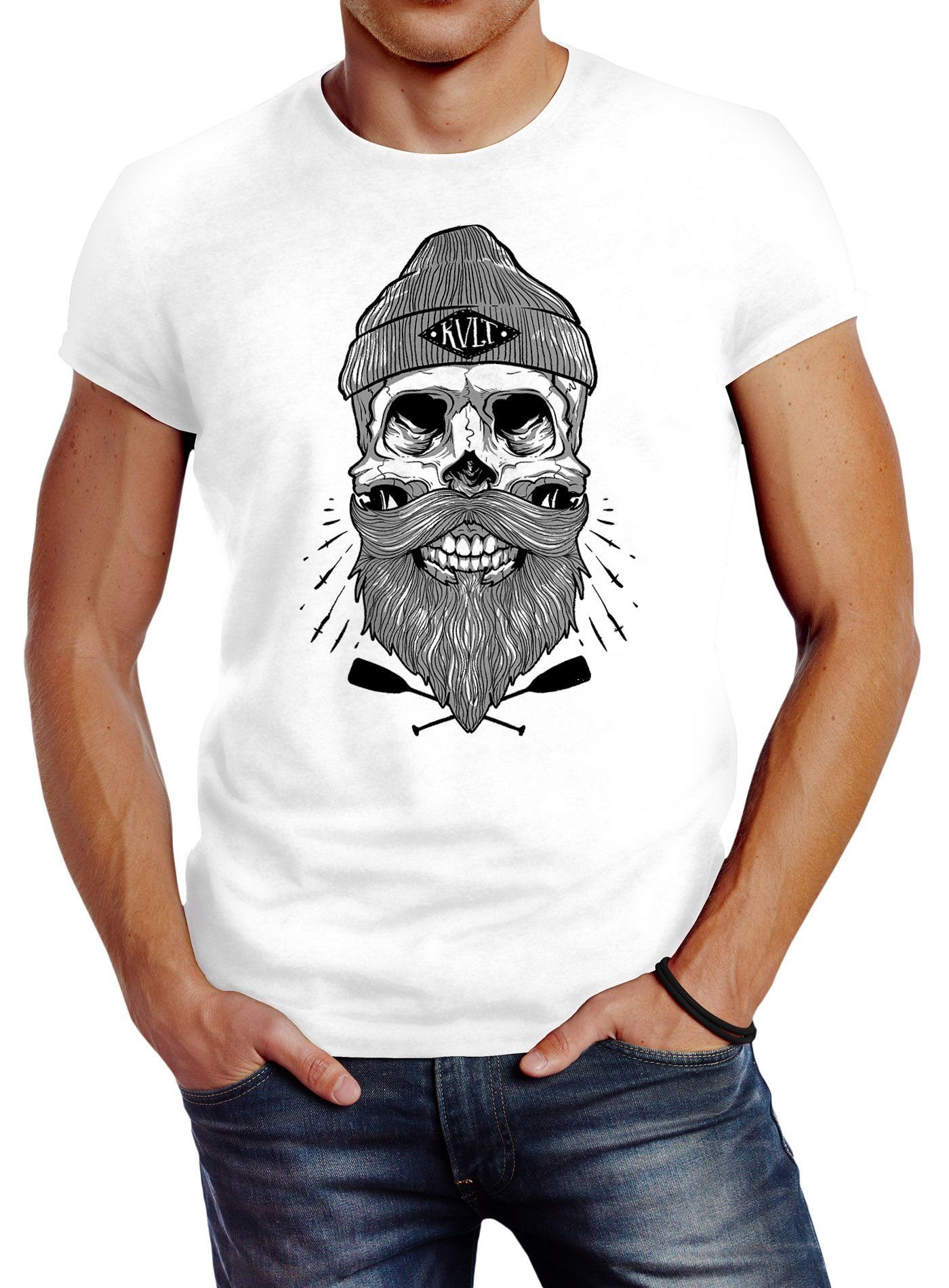 Neverless Print-Shirt Herren T-Shirt Captain Skull günstig online kaufen