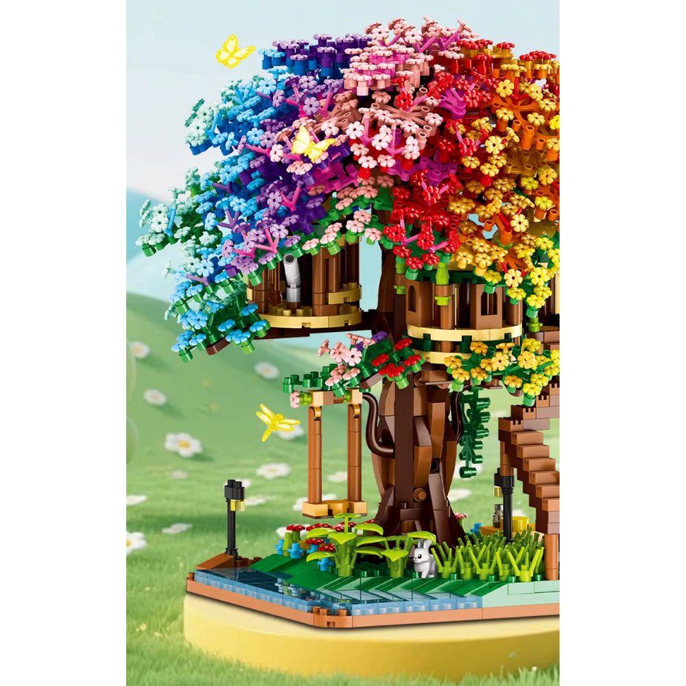 Athlix Baumhaus-Bauset DIY Regenbogen-Farben Klemmbausteine Spielbausteine, (2338 St), anspruchsvolles und detailreiches Bauerlebnis – Bild 5 von 5