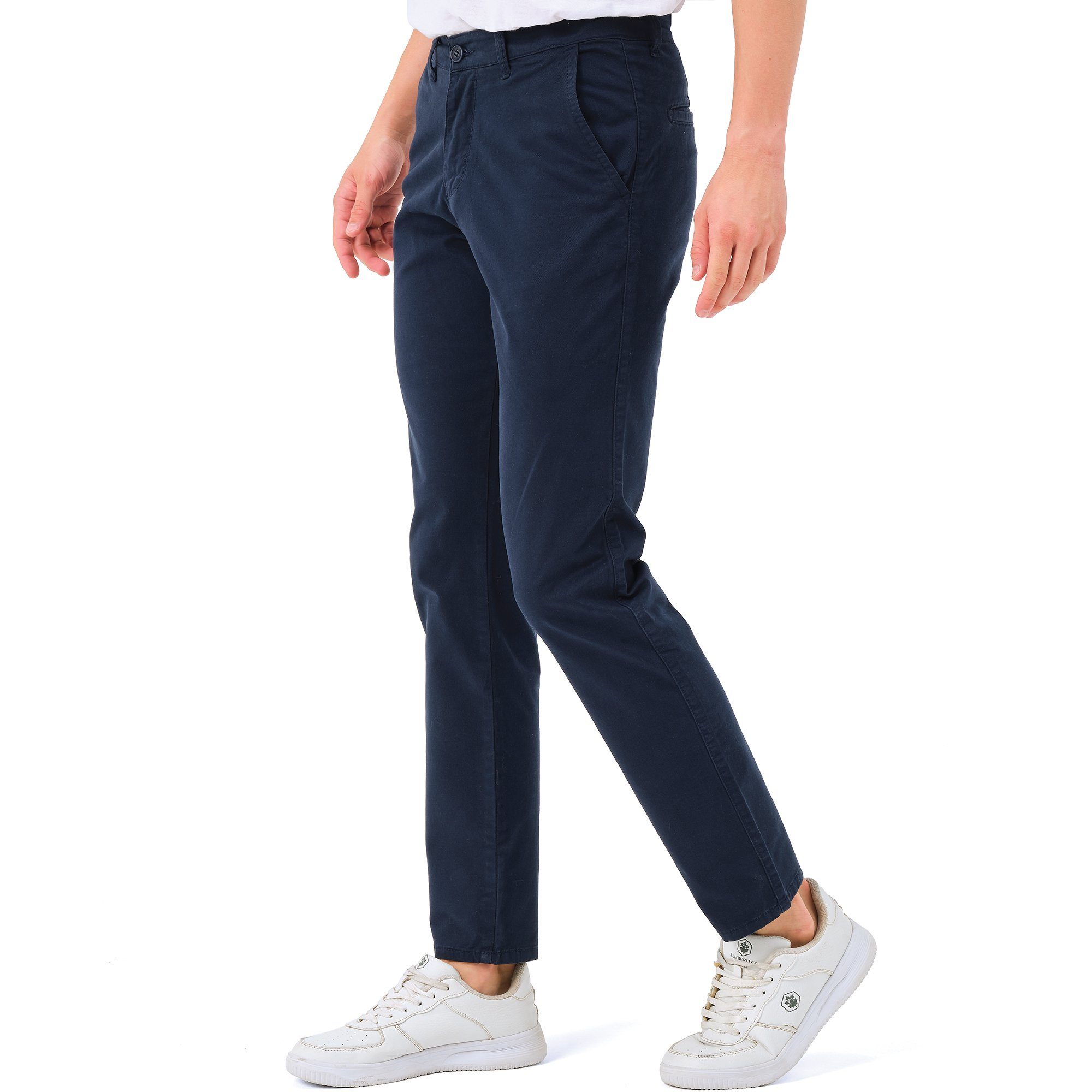 D'MARO Chinohose 308 Slim Fit Navyblau COTTON, Bio-Baumwolle Chinohose ORGANIC 5-Pocket-Style, Herren