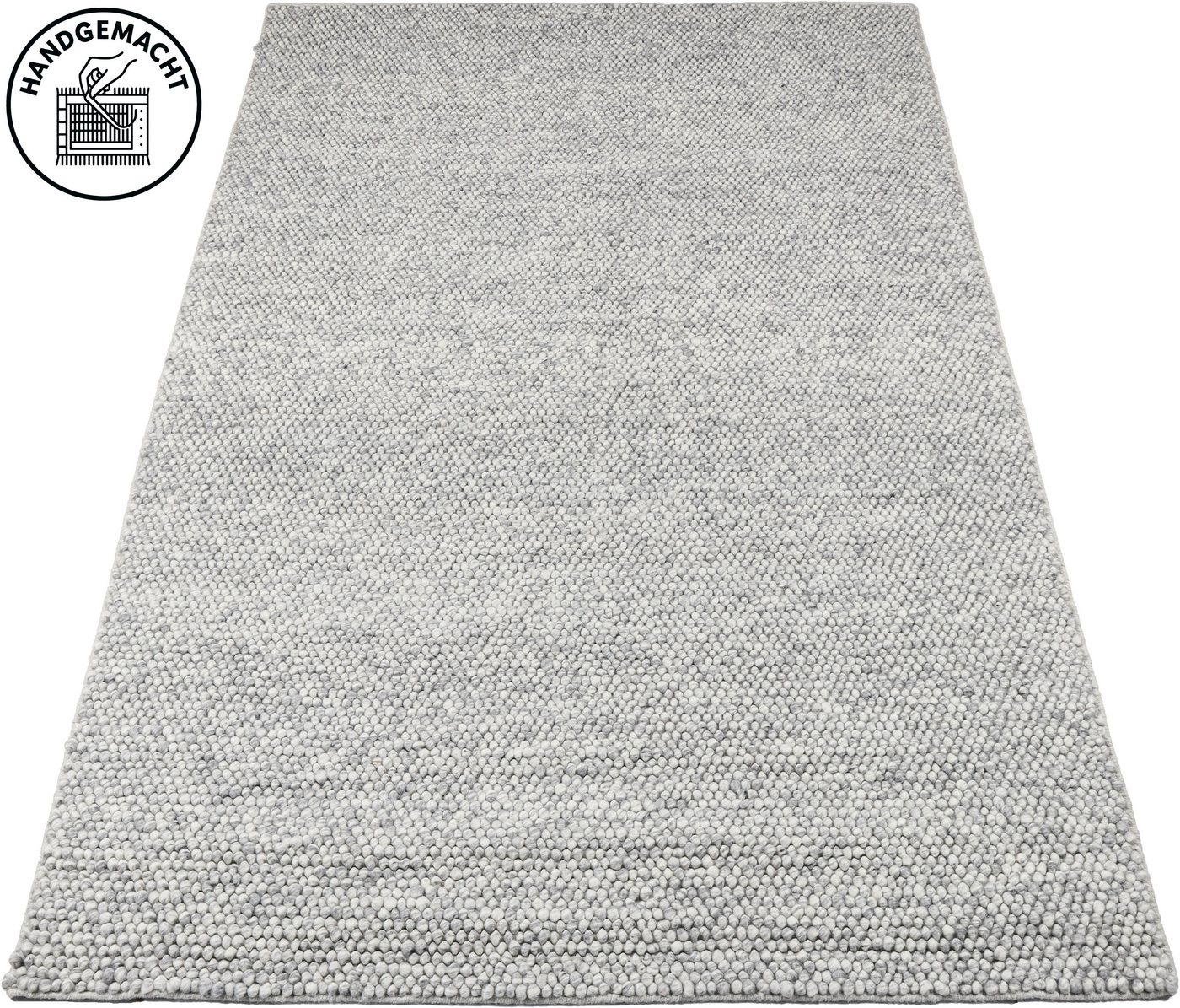 OTTO home Wollteppich Wolly, Wolle, rechteckig, Höhe: 14 mm, handgewebt, Handweb Teppiche, Skandi, Wohnzimmer, Schlafzimmer