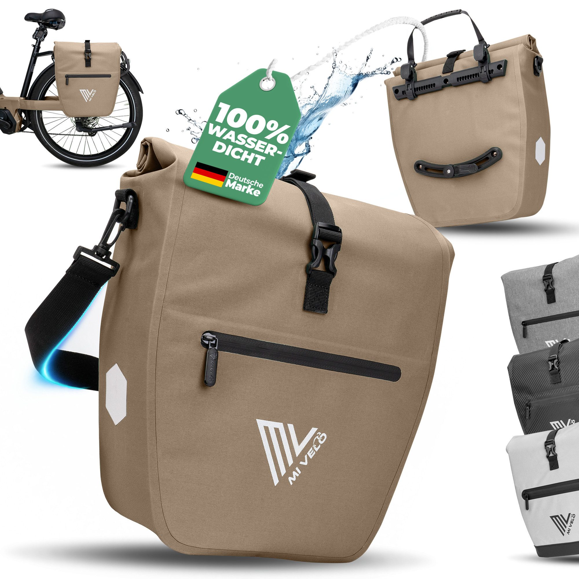 MIVELO Fahrradtasche Gepäckträgertasche wasserdicht inkl. Gurt für Umhängetasche, Zwei Вариантыn wählbar