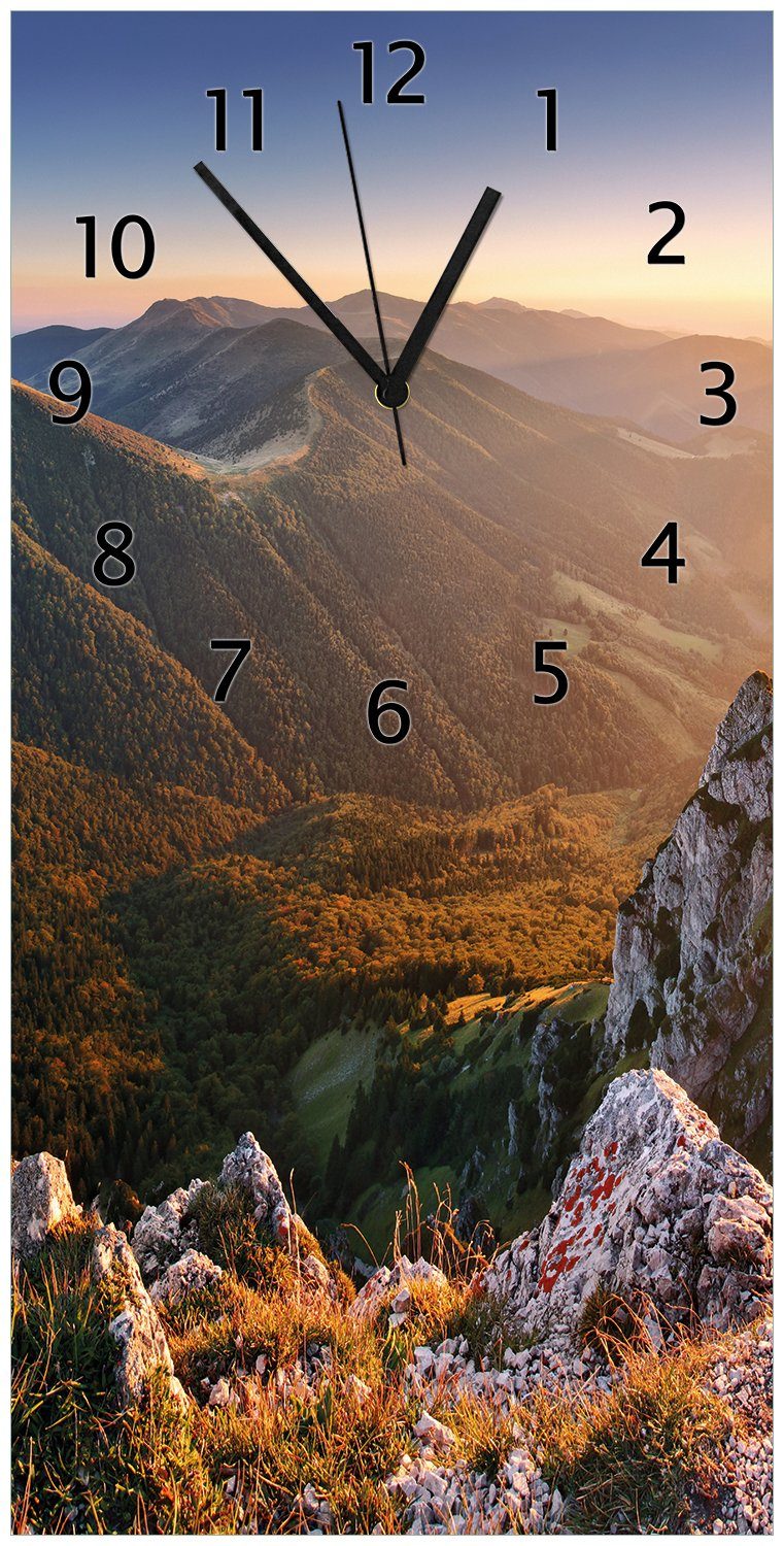 Wallario Wanduhr Berglandschaft mit Sonnenuntergang Slowakei in Acryl) aus der (Uhr