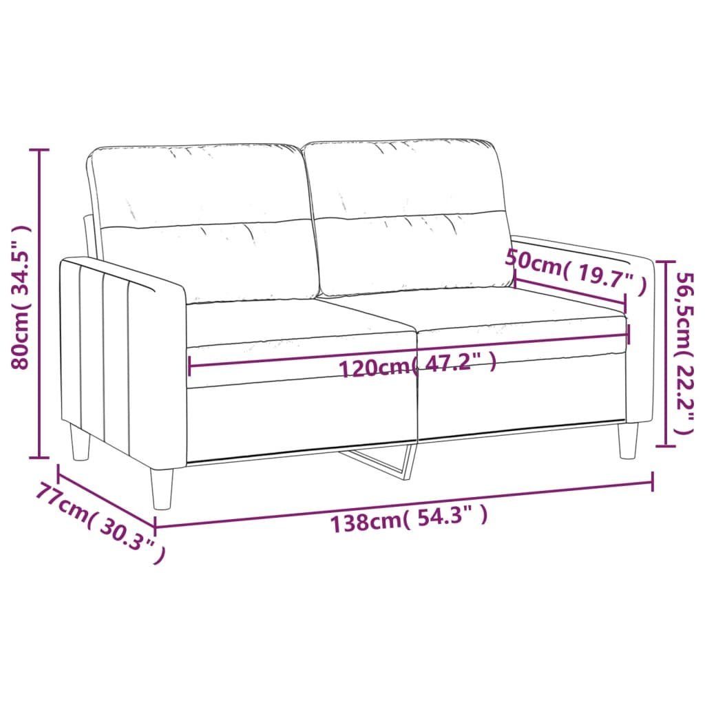Stoff vidaXL Sofa 2-Sitzer-Sofa Creme cm 120