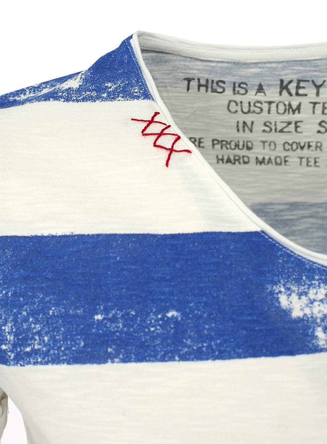 Key Largo T-Shirt Airflight vintage Look MT00238 V-Auschnitt gestreift kurzarm slim fit