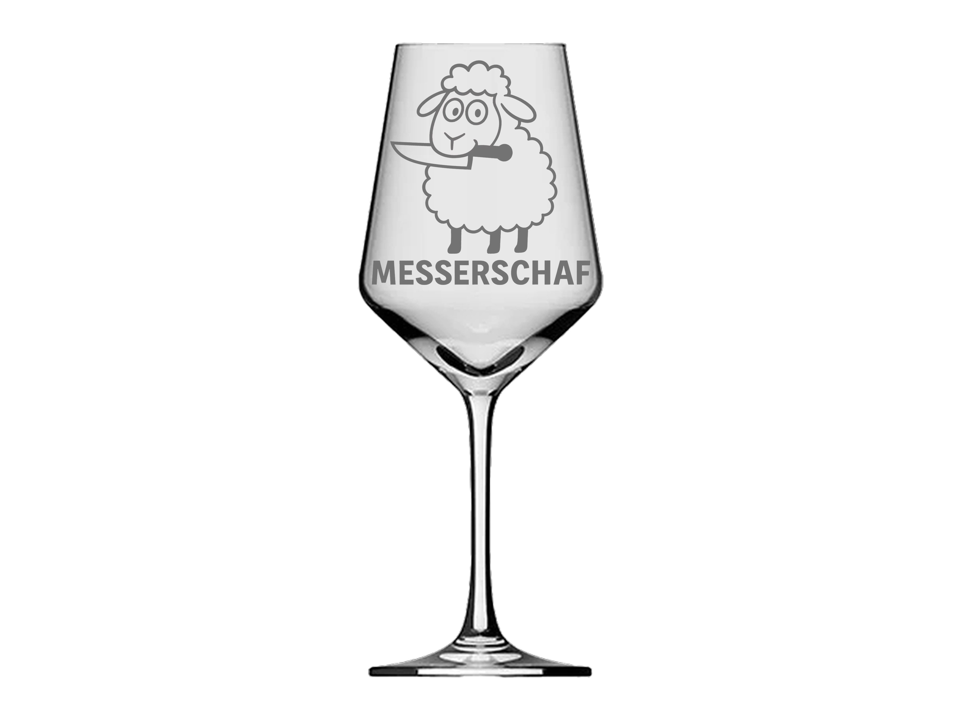 eXODA Weinglas Gravur Puppa Messerschaf 350ml spülmaschinenfest, Glas, Atemberaubende Darstellung