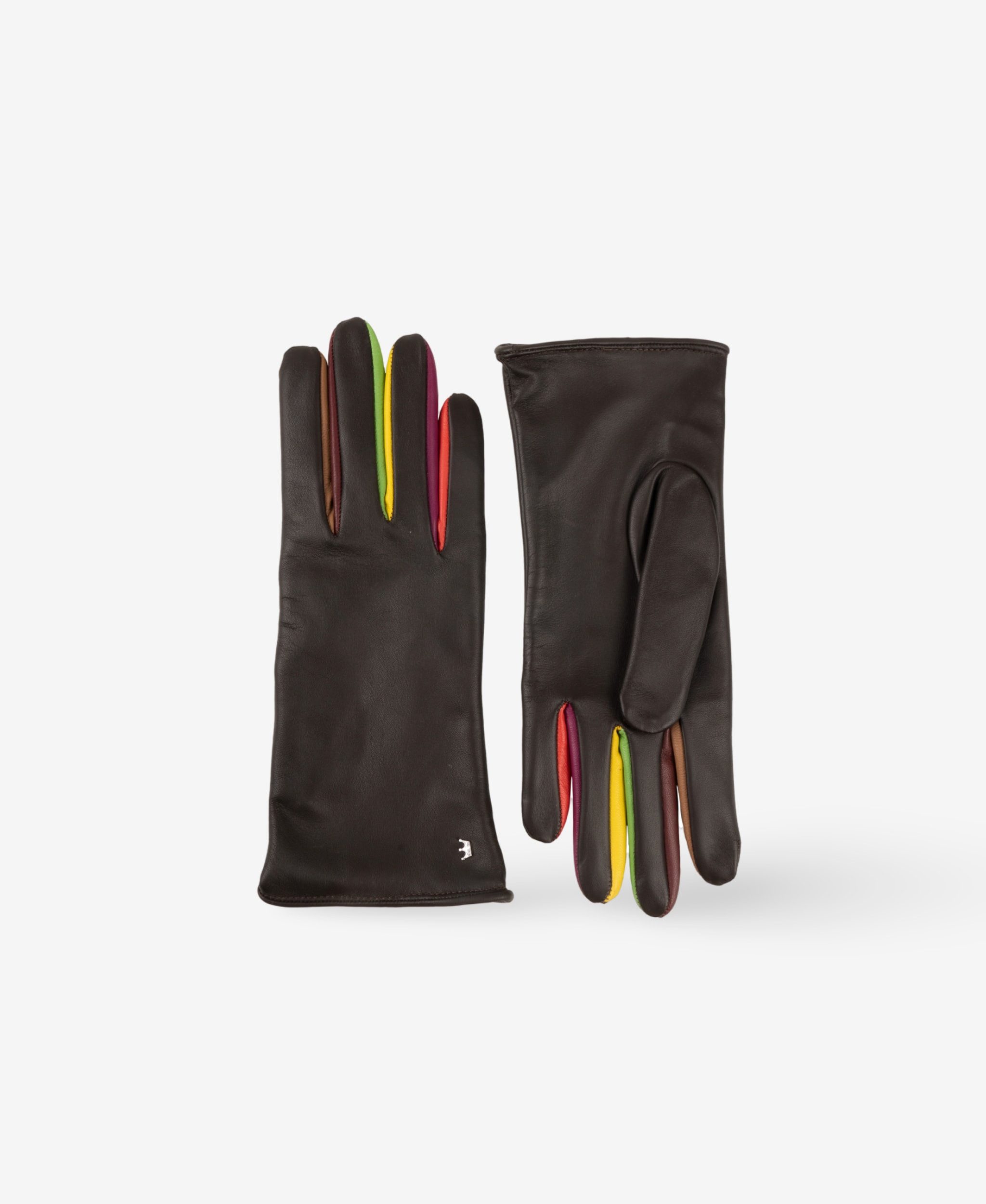 GLAMIRA Lederhandschuhe Mia braune Lederhandschuhe mit bunten Details (2-St) mit bunten Details